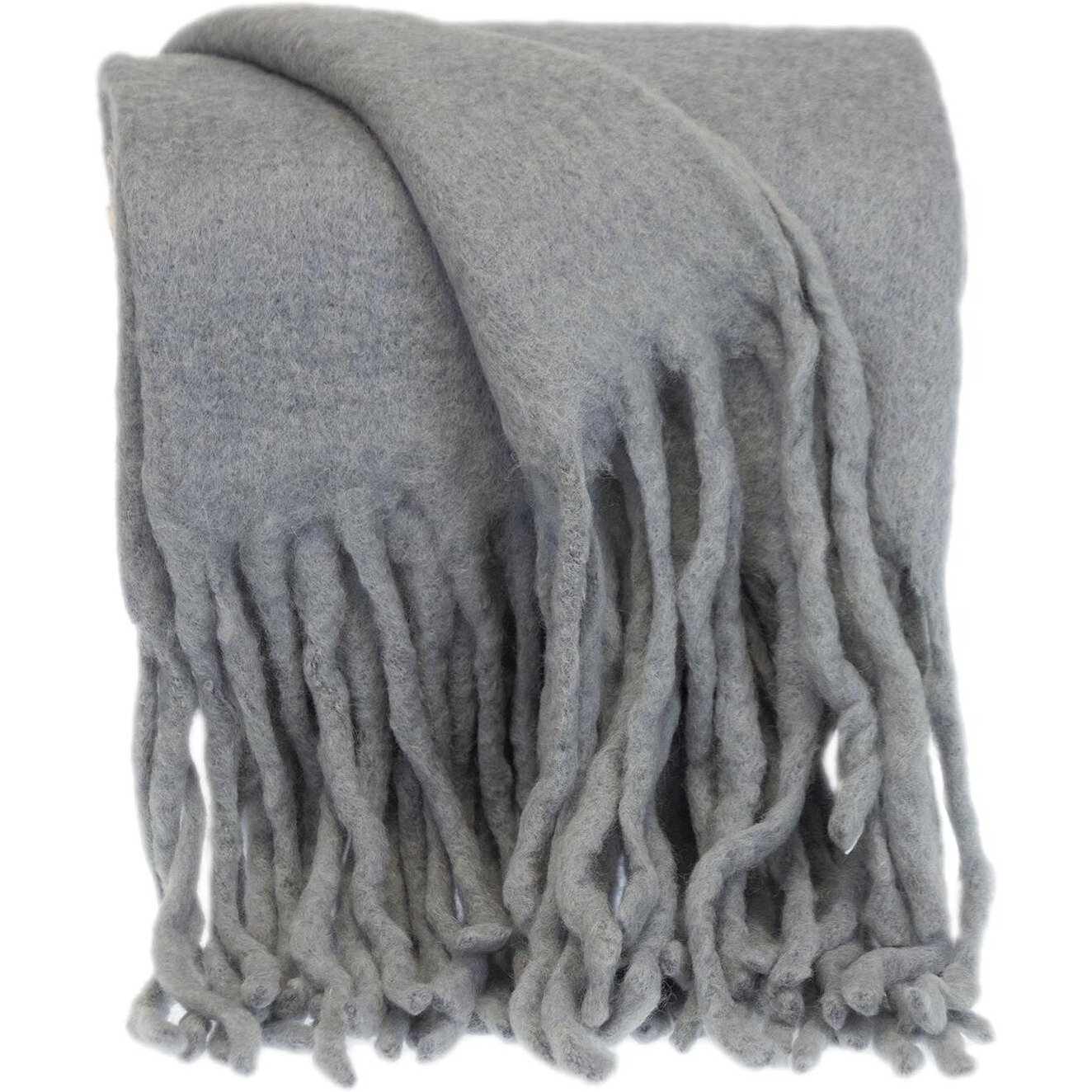 Super Soft Gray Handloomed Mohair Throw Blanket