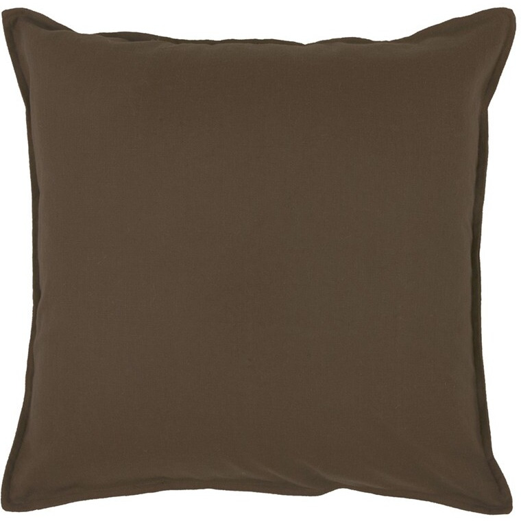 Brown Solid Color Flange Edge Throw Pillow