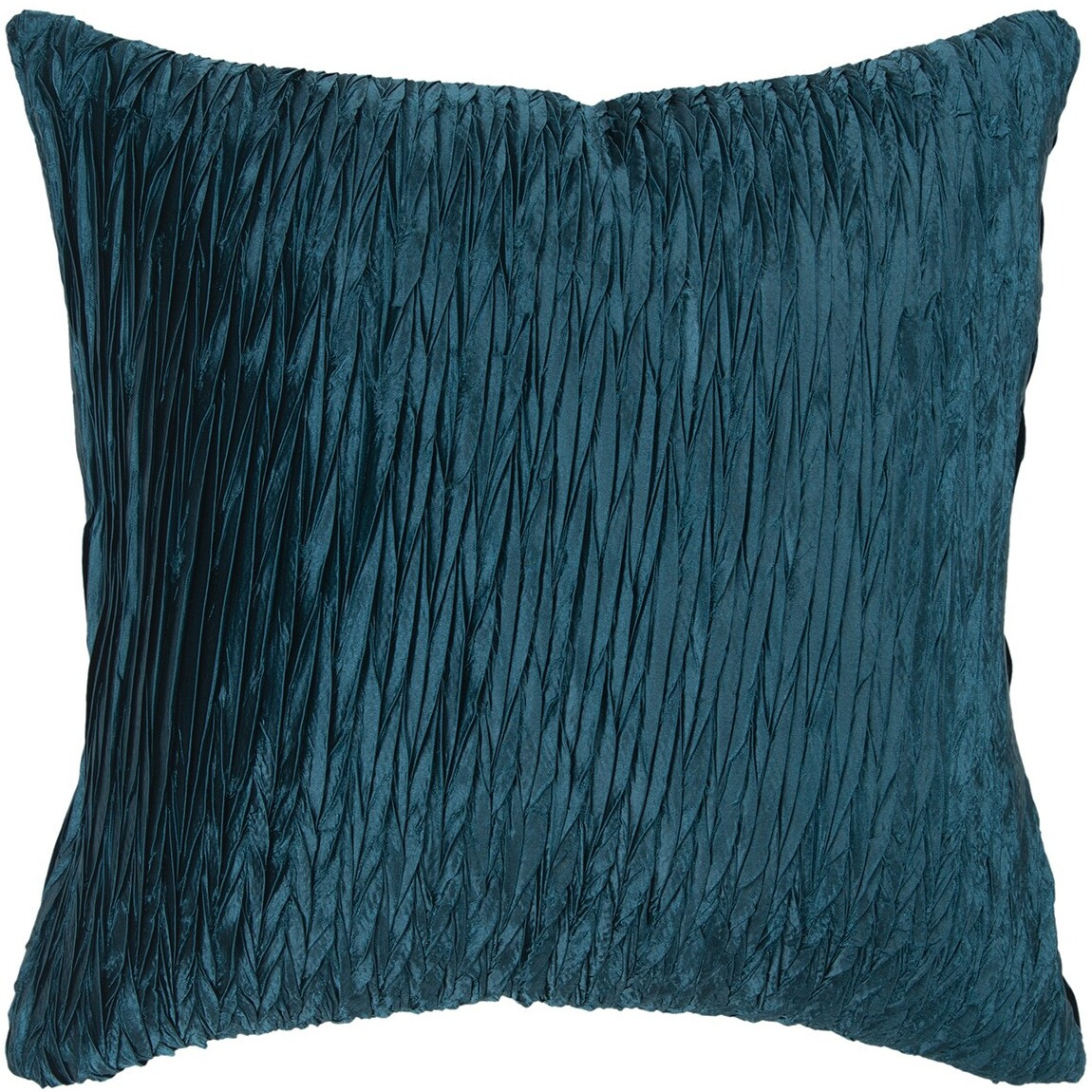Dark Teal Blue Crinkle Down Filled Throw Pillow