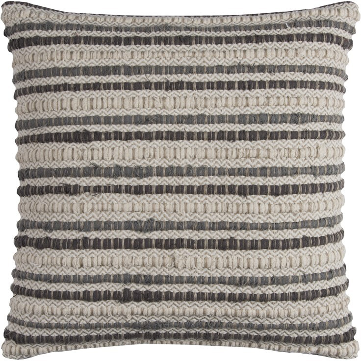 Gray Beige Nubby Texture Bands Throw Pillow