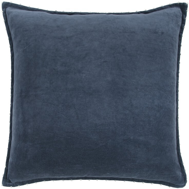 Indigo Solid Pearl Beaded Edge Throw Pillow