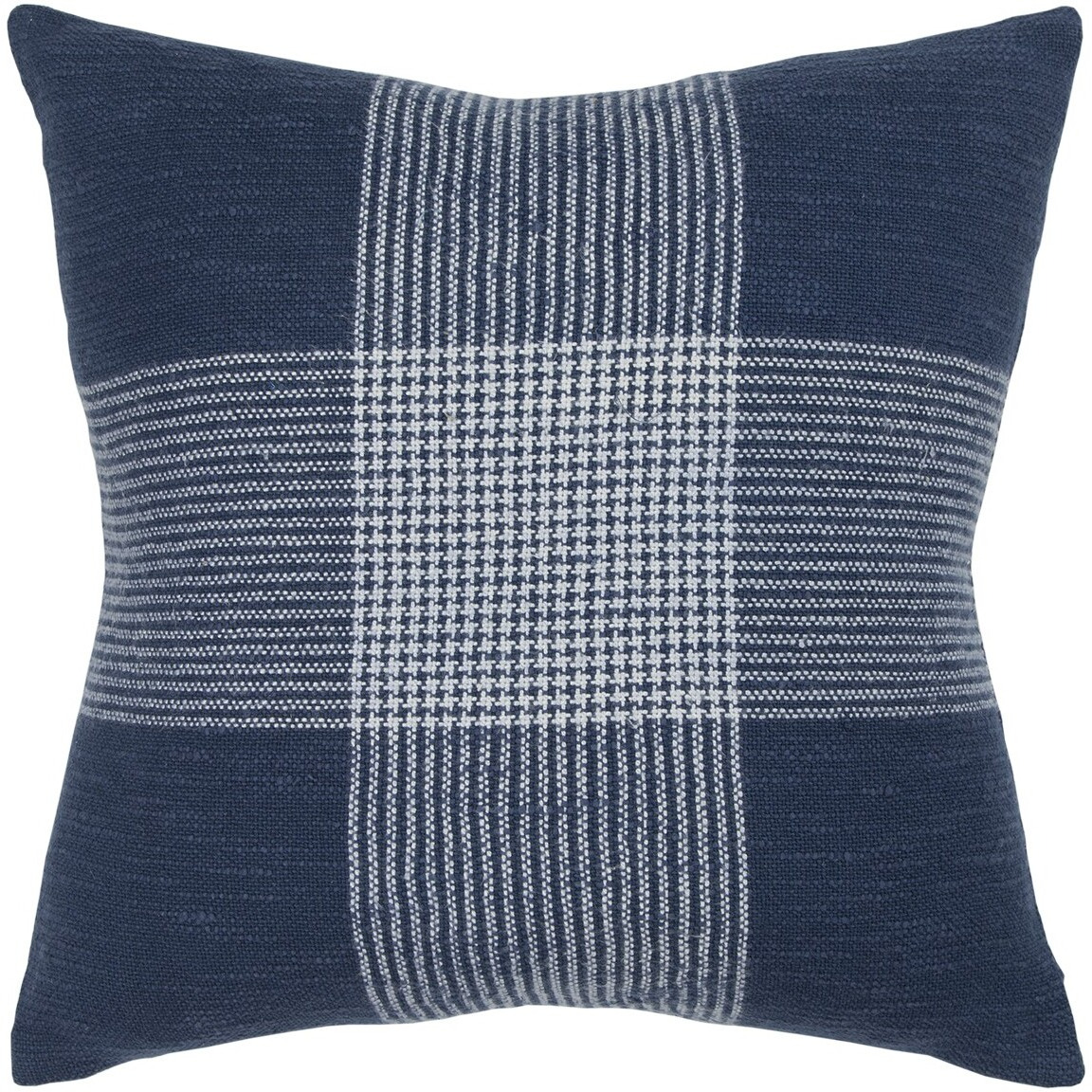 Indigo White Plaid Pattern Throw Pillow