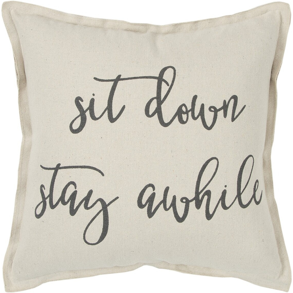 Gray Cream Stay Awhile Decorative Throw Pillow