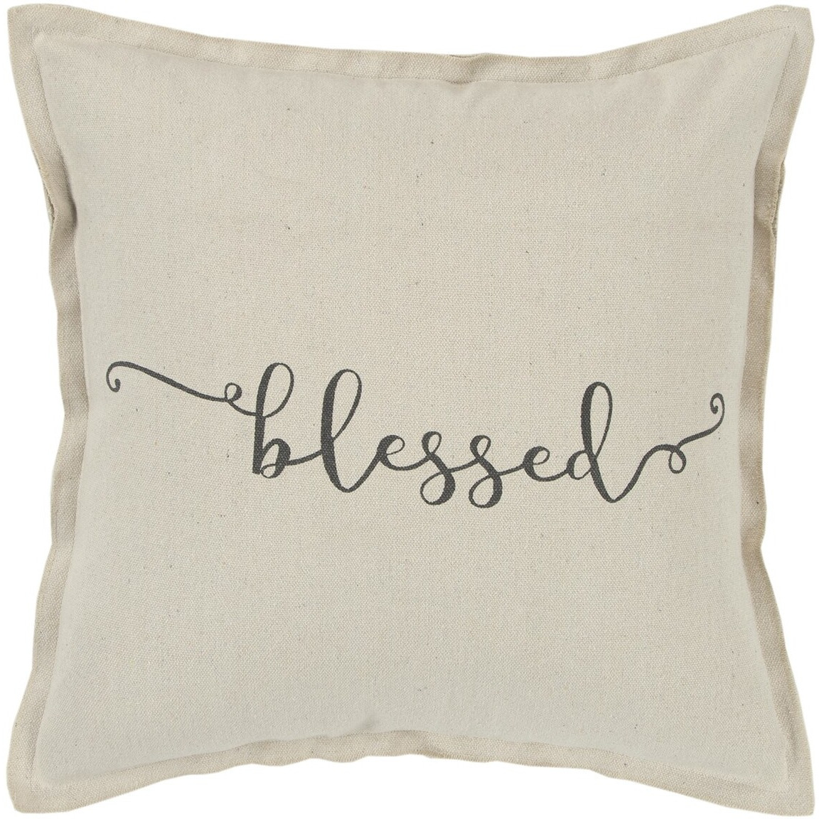 Gray Taupe Canvas Blessed Throw Pillow