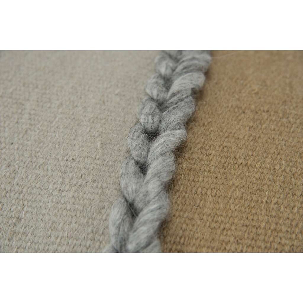 Beige Brown Braided Stripe Lumbar Pillow