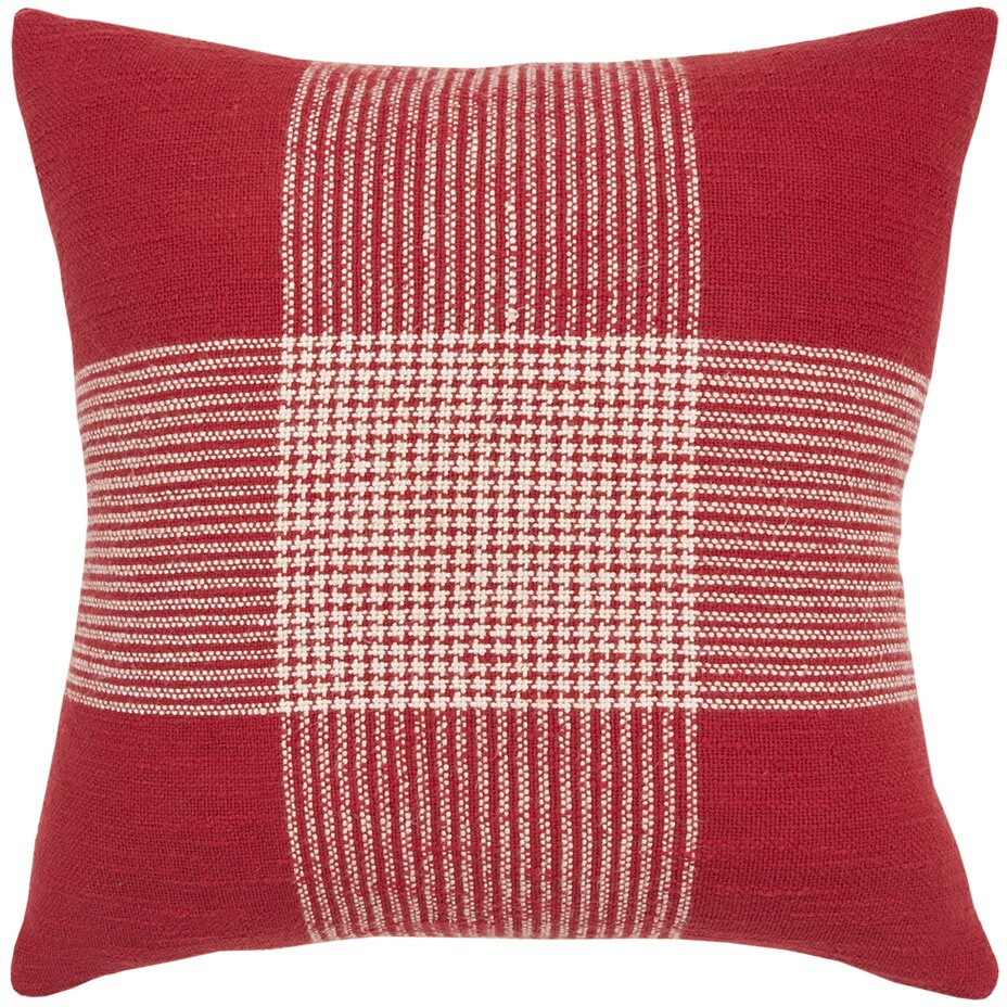 Red White Plaid Pattern Throw Pillow