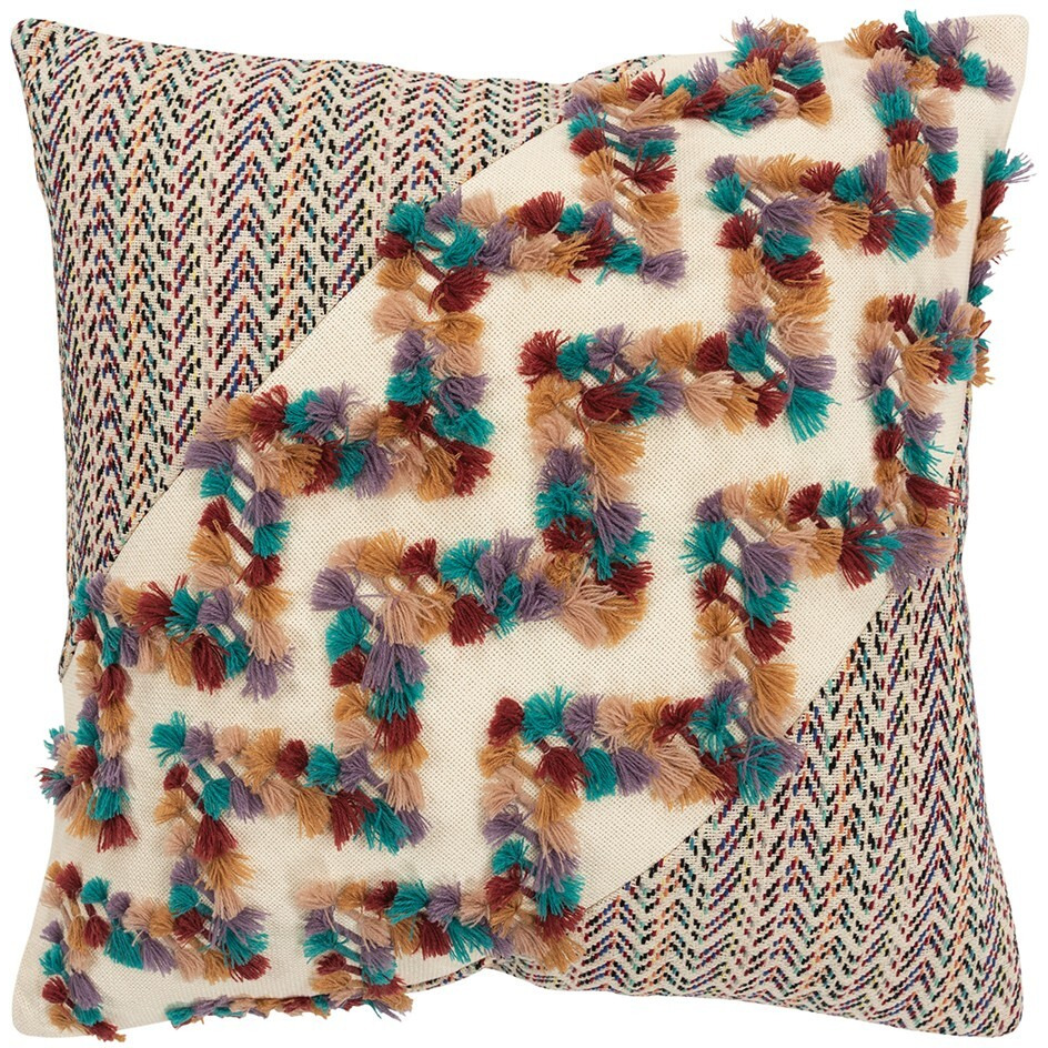 Multicolored Chevron Diagonal Panel Throw Pillow