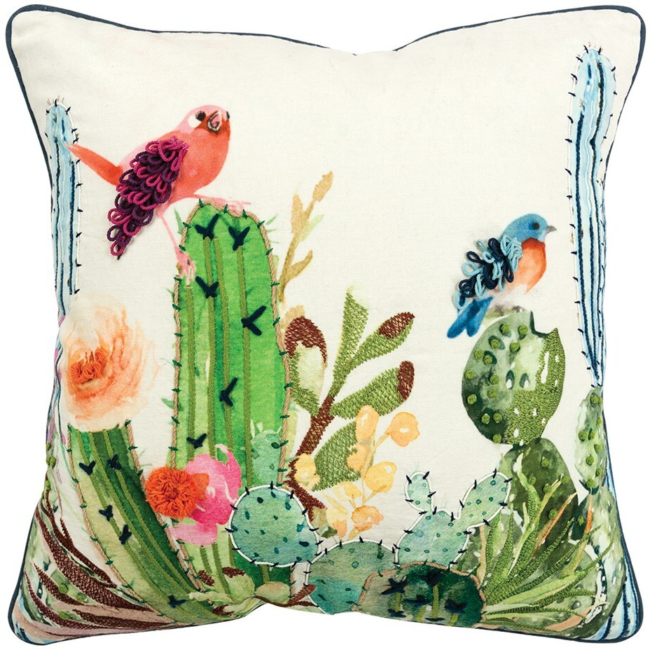 White Green Botanical Garden Throw Pillow