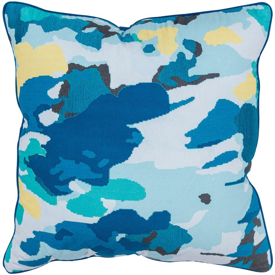 Teal Blue Abstract Impressionistic Throw Pillow