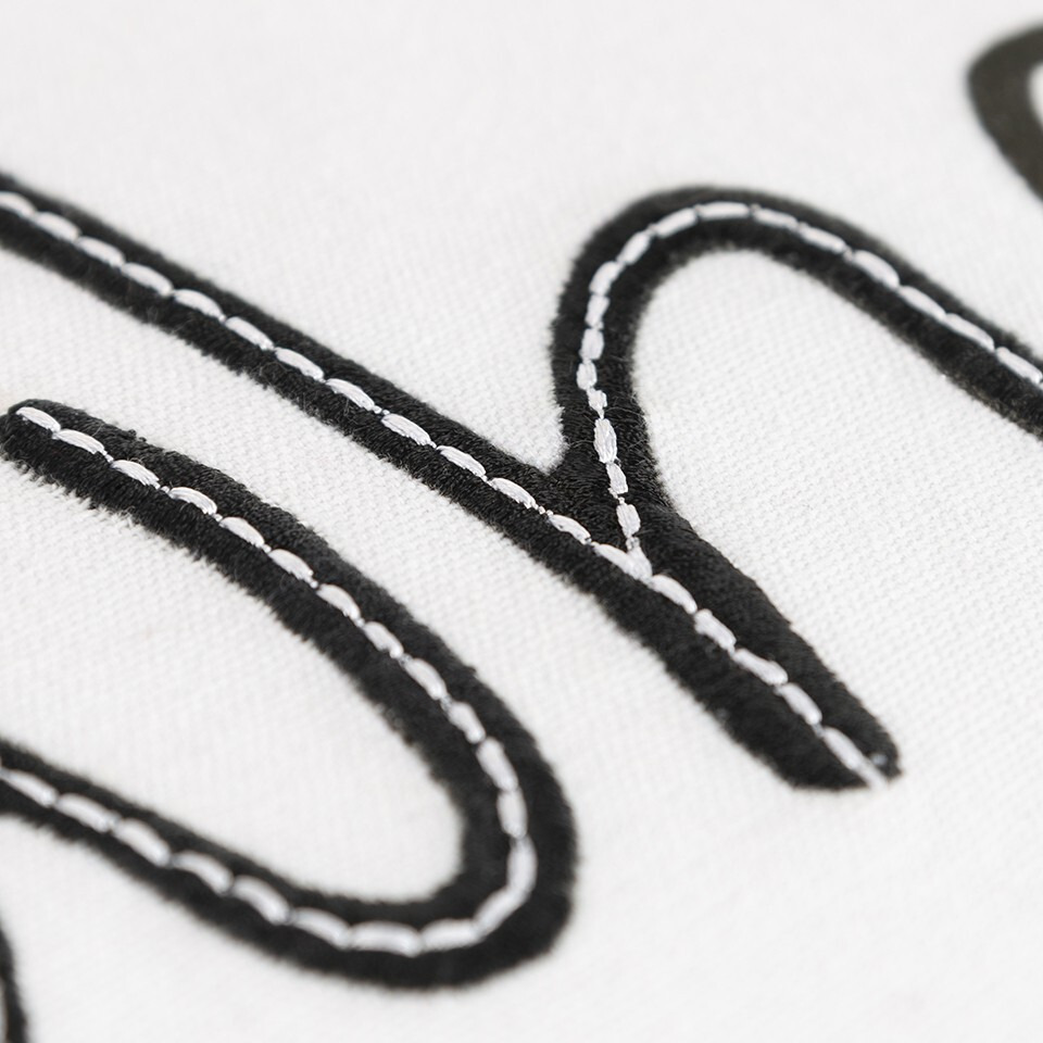 Black And White Whatever Embroidered Lumbar Pillow