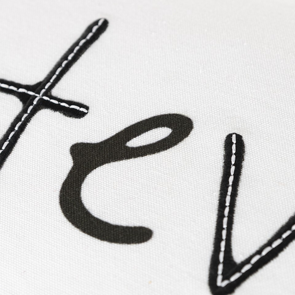 Black And White Whatever Embroidered Lumbar Pillow