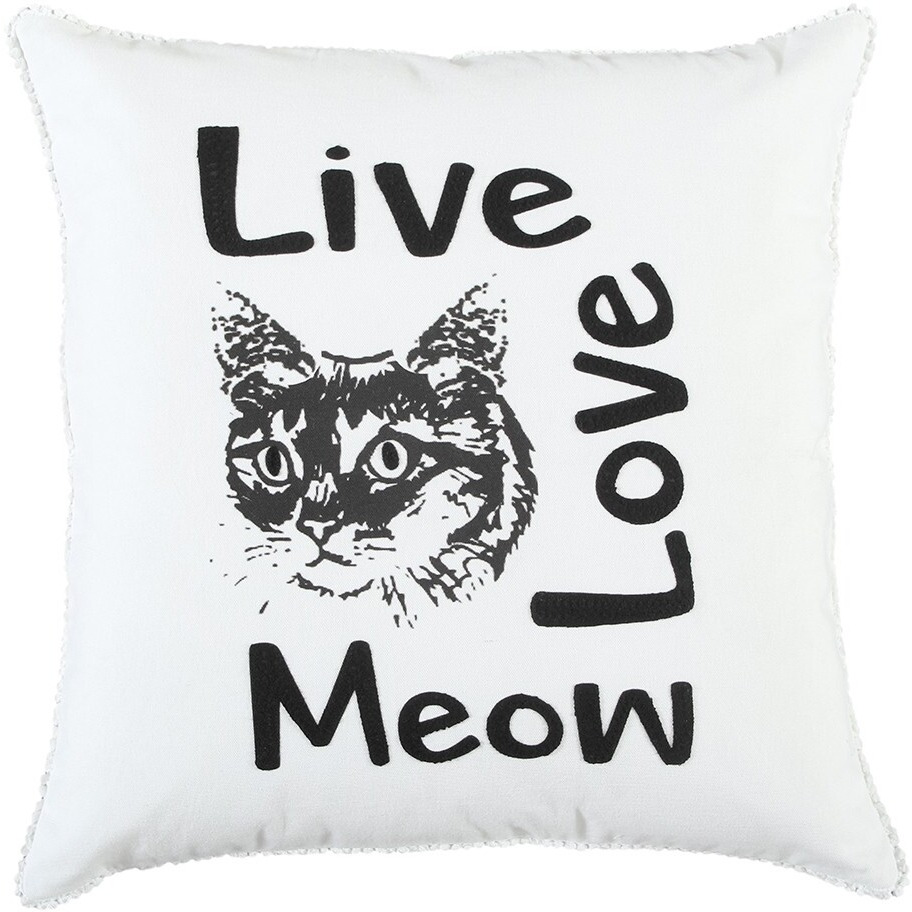Black And White Live Love Meow Throw Pillow