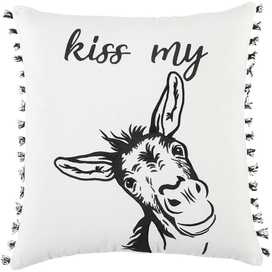 Black And White Humorous Donkey Throw Pillow