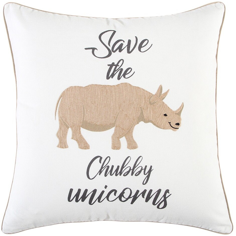White Beige Chubby Unicorn Throw Pillow
