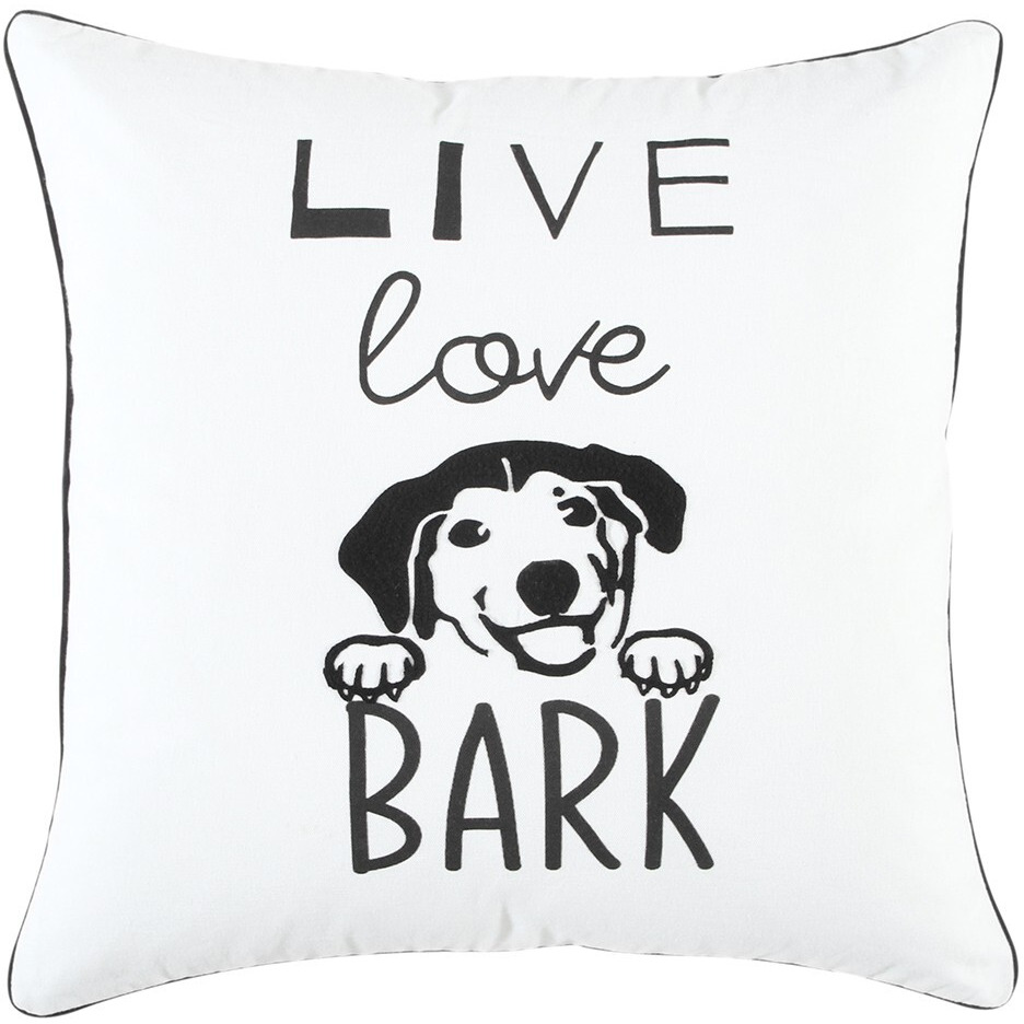 Black And White Live Love Bark Modern Throw Pillow