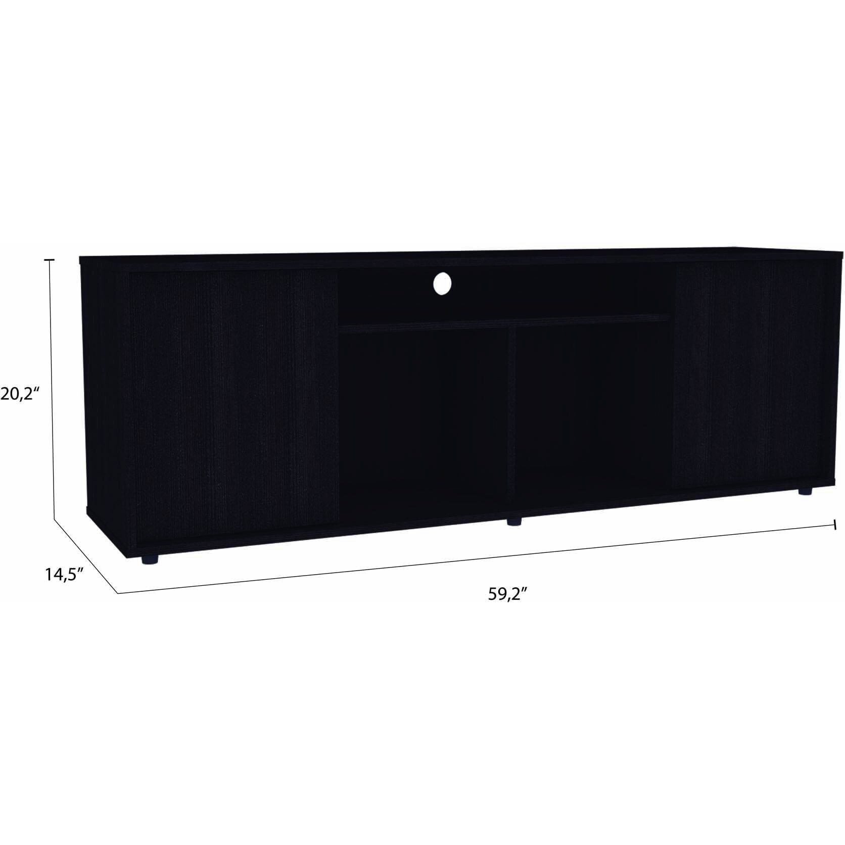 Black Tv Stand Media Center With Two Cabinets