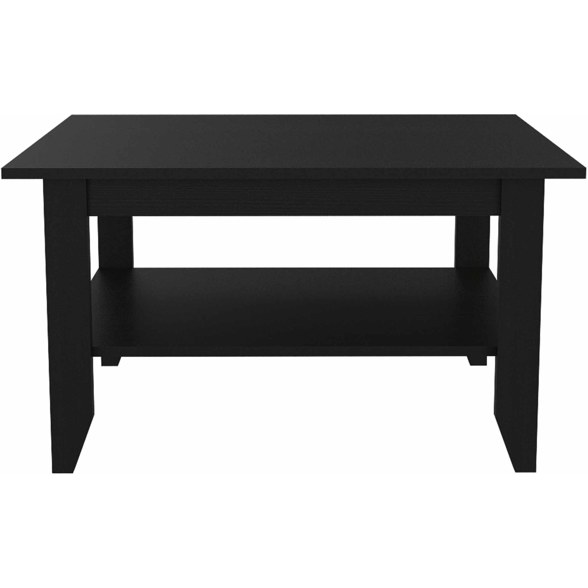 Modern Jet Black Coffee Table With Shelf