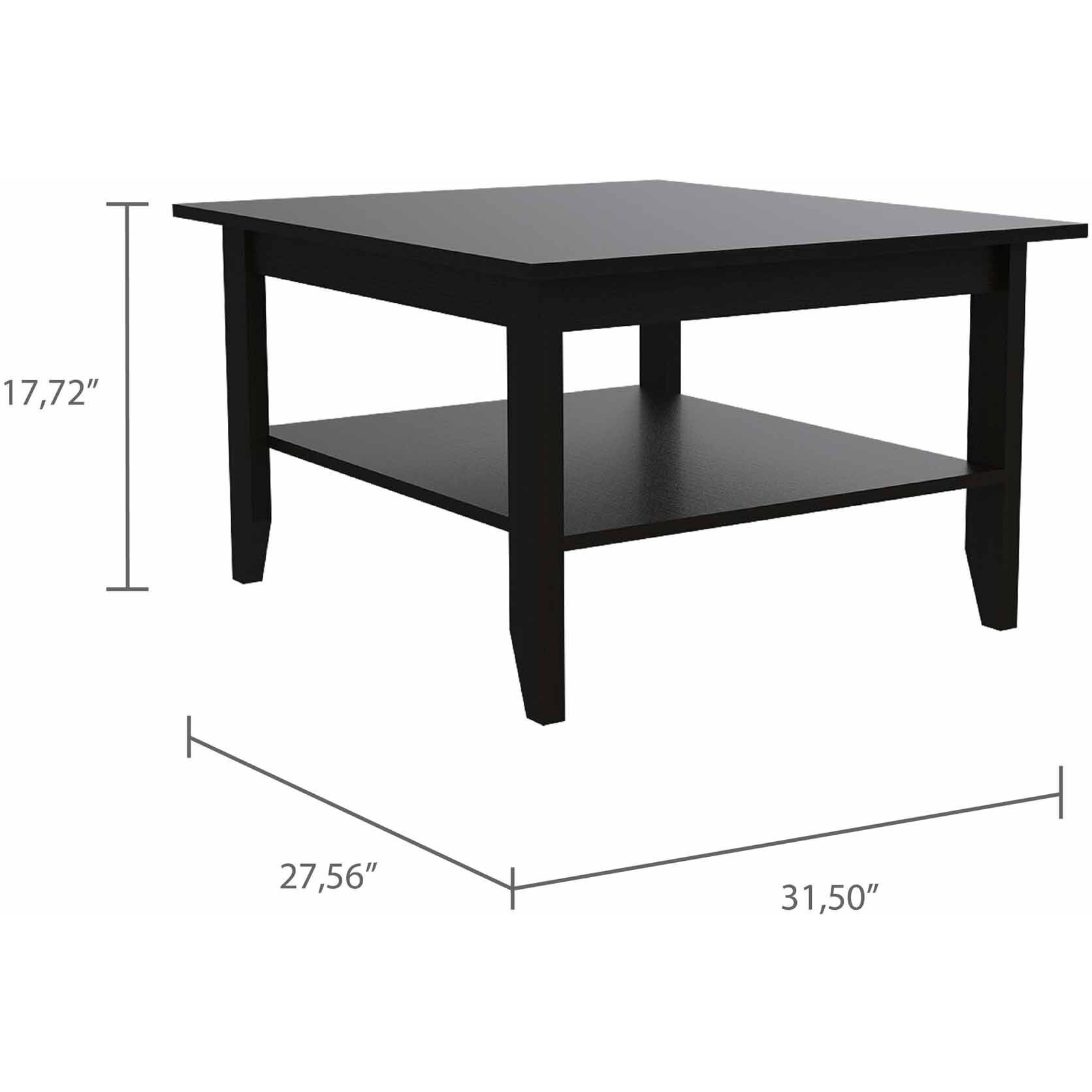 Modern Jet Black Coffee Table With Shelf