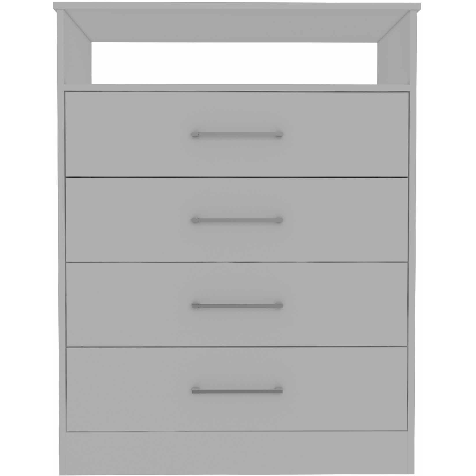 Modern White Four Drawer Dresser With Hutch
