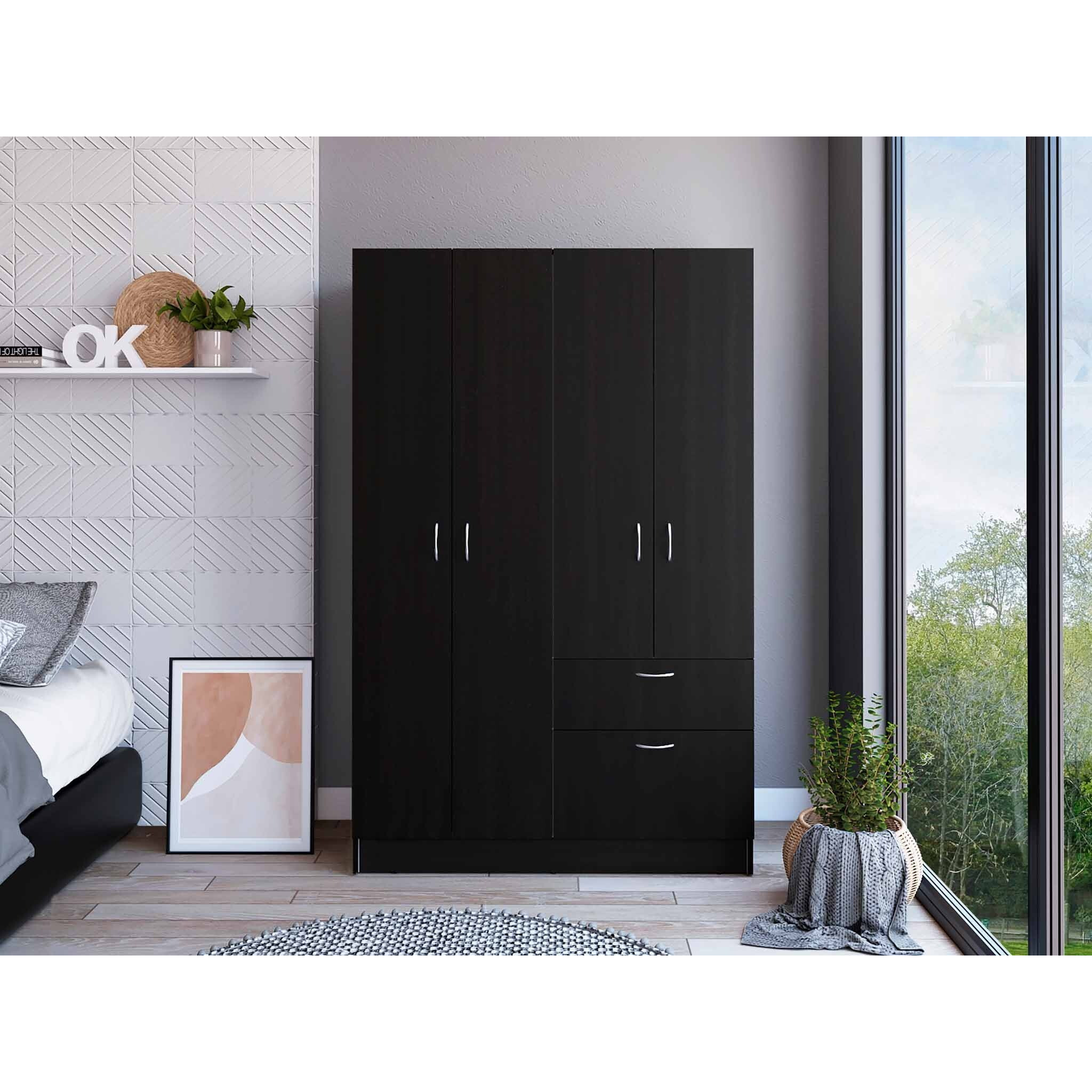 Black And White Tall Four Door Closet