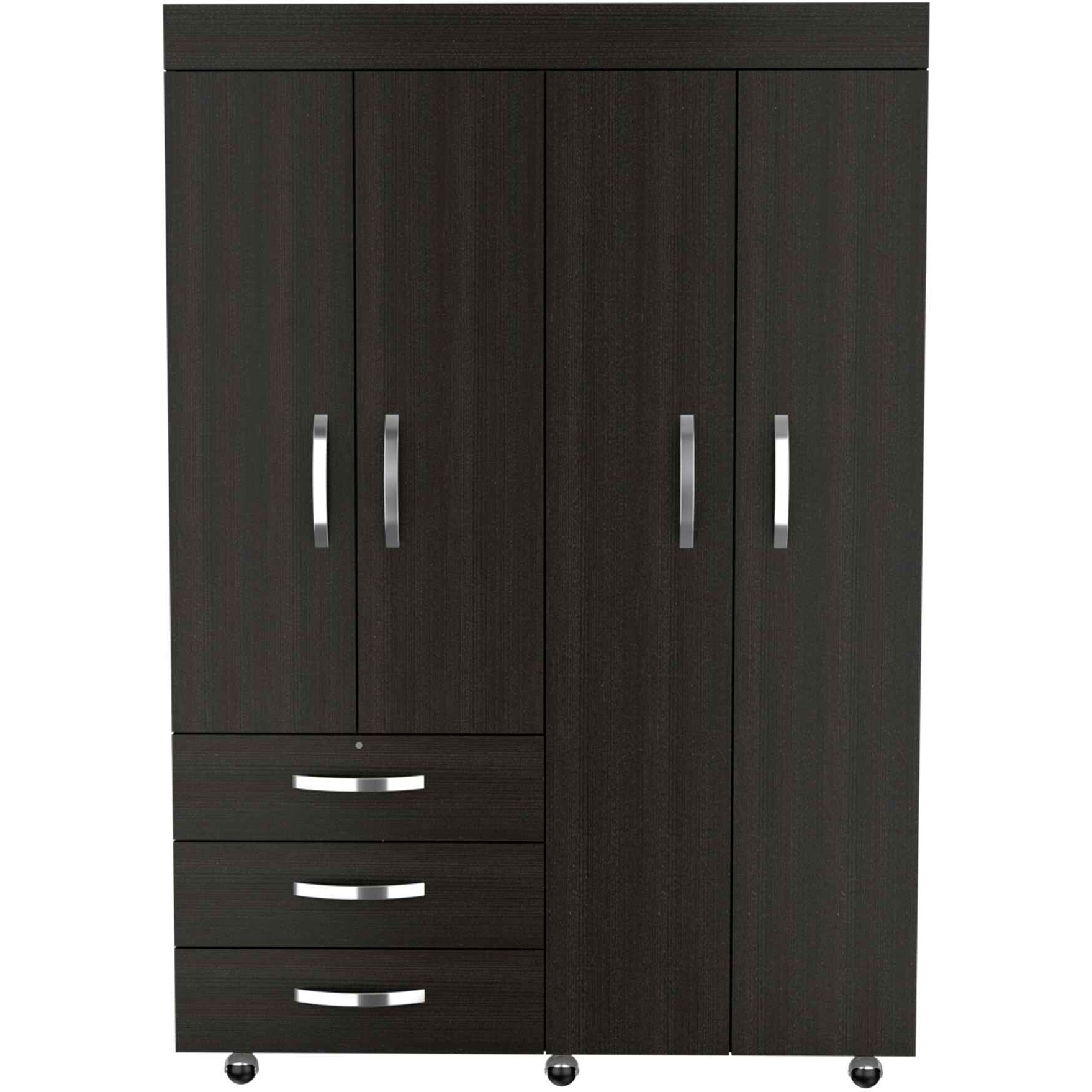 Black Tall Four Door Closet Wardrobe