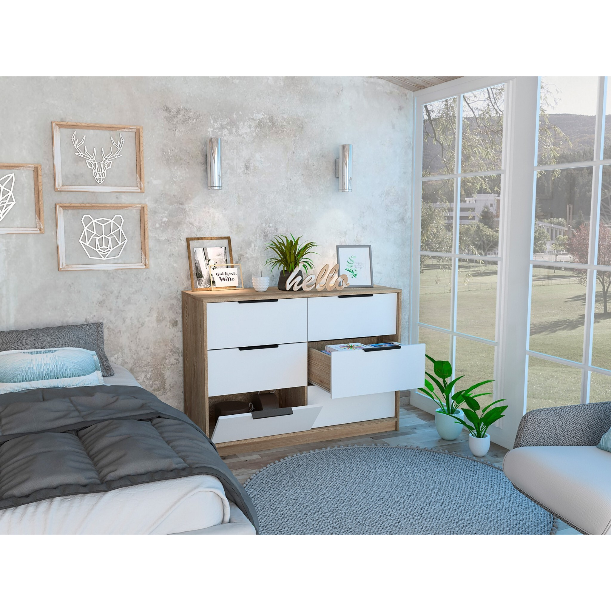 Modern Rustic White And Natural Dresser