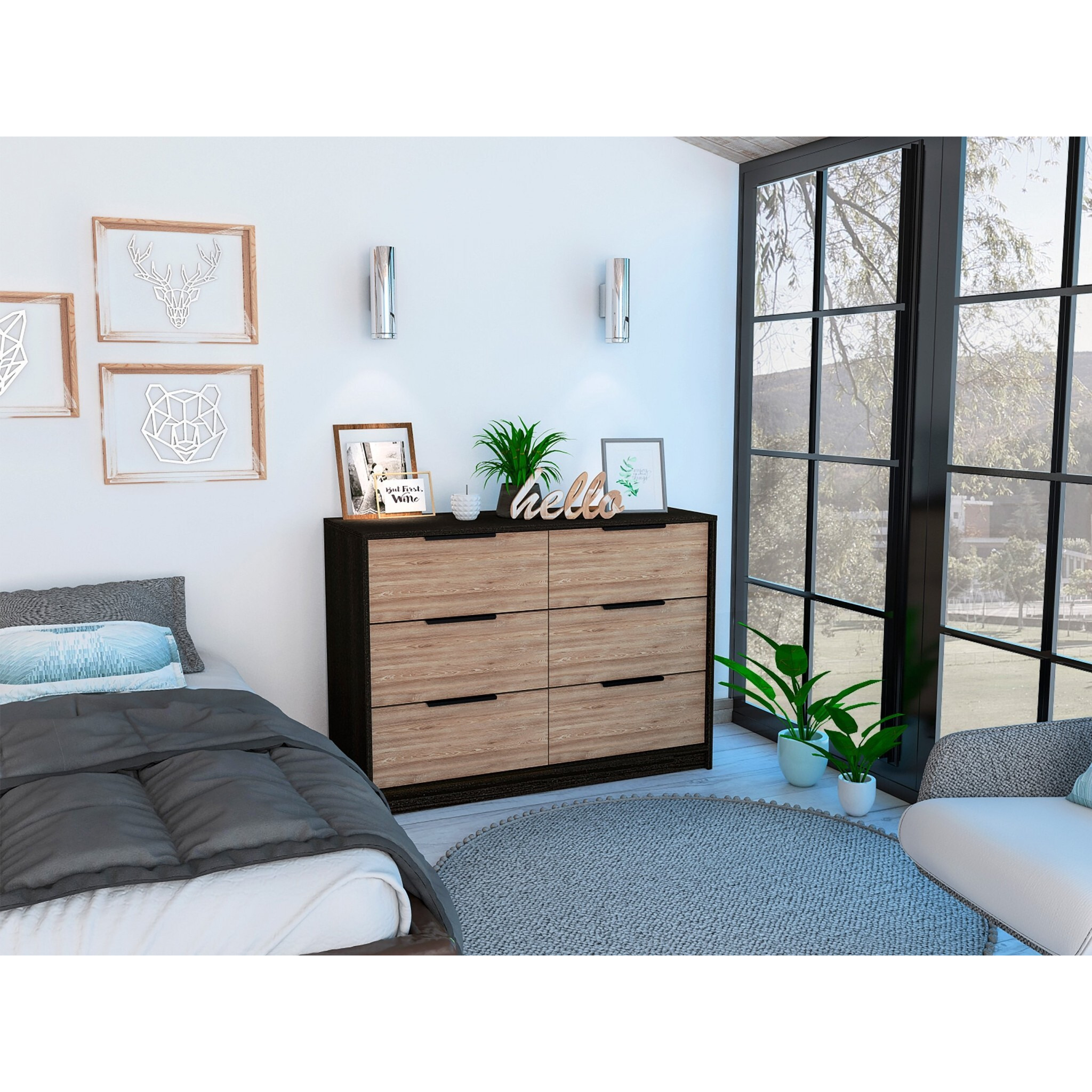 Modern Rustic Black And Natural Dresser