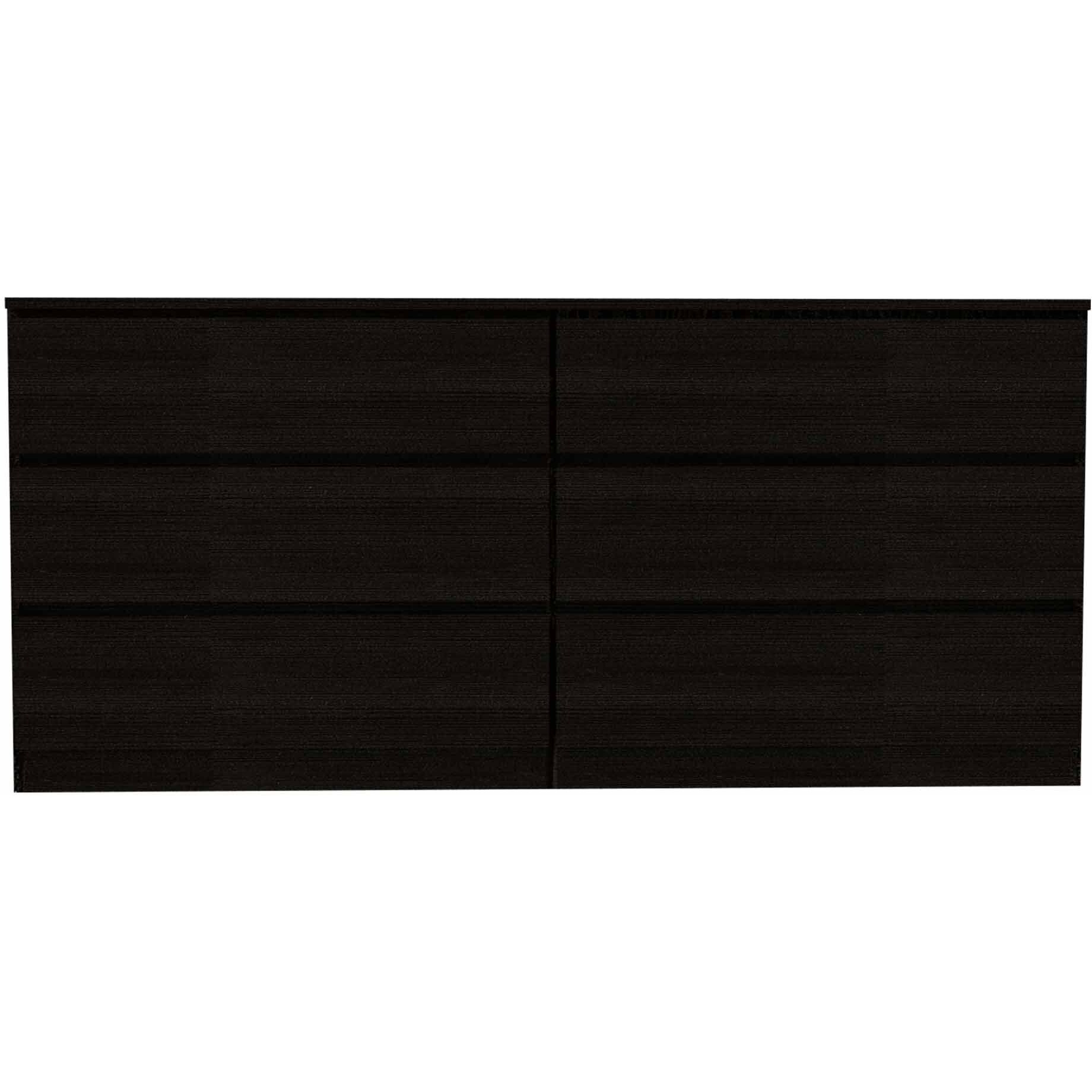 60"" Black Six Drawer Double Dresser