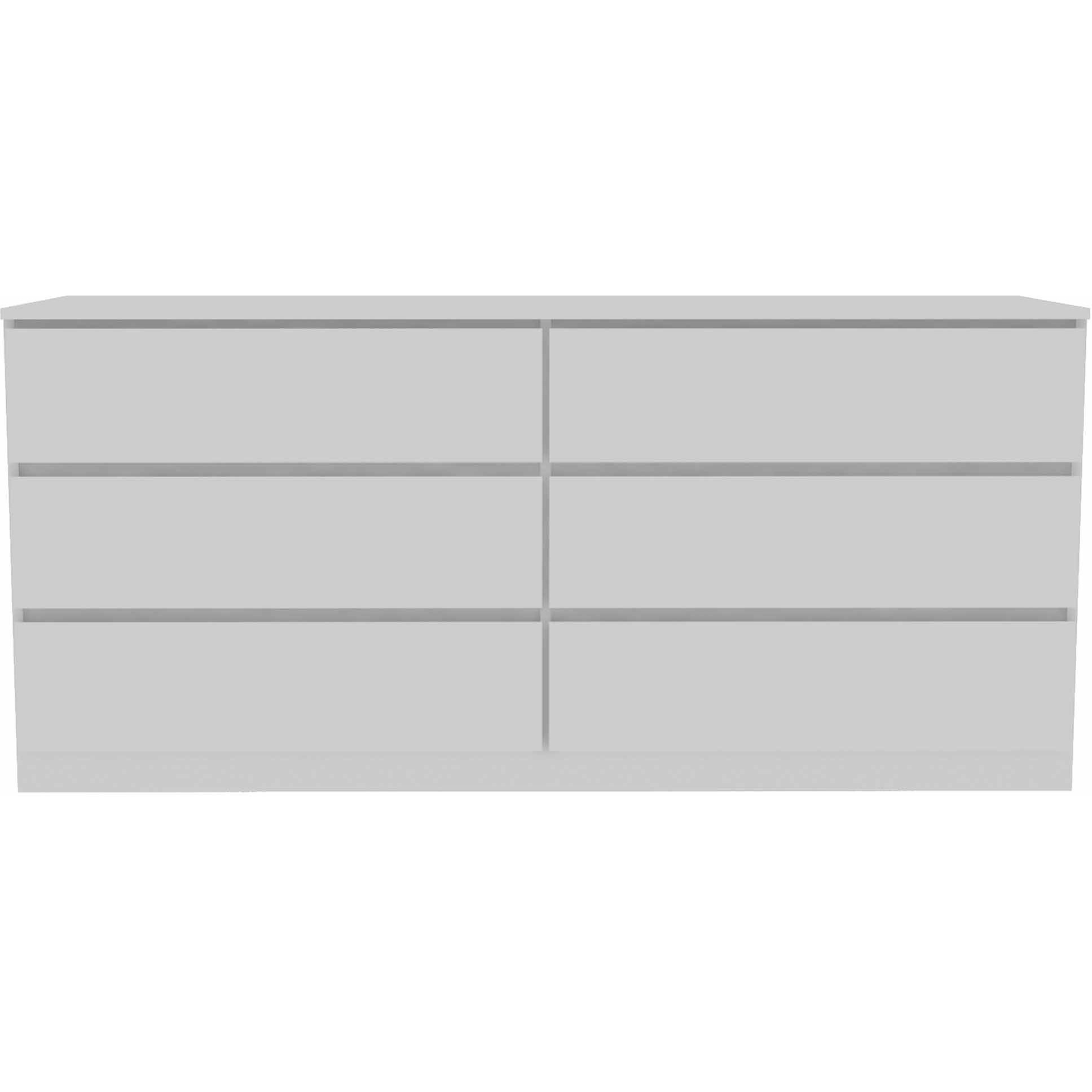 60"" White Six Drawer Double Dresser