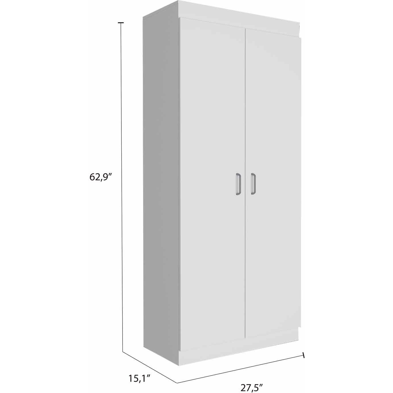 63 Classic White Pantry Cabinet With Two Full Size Doors