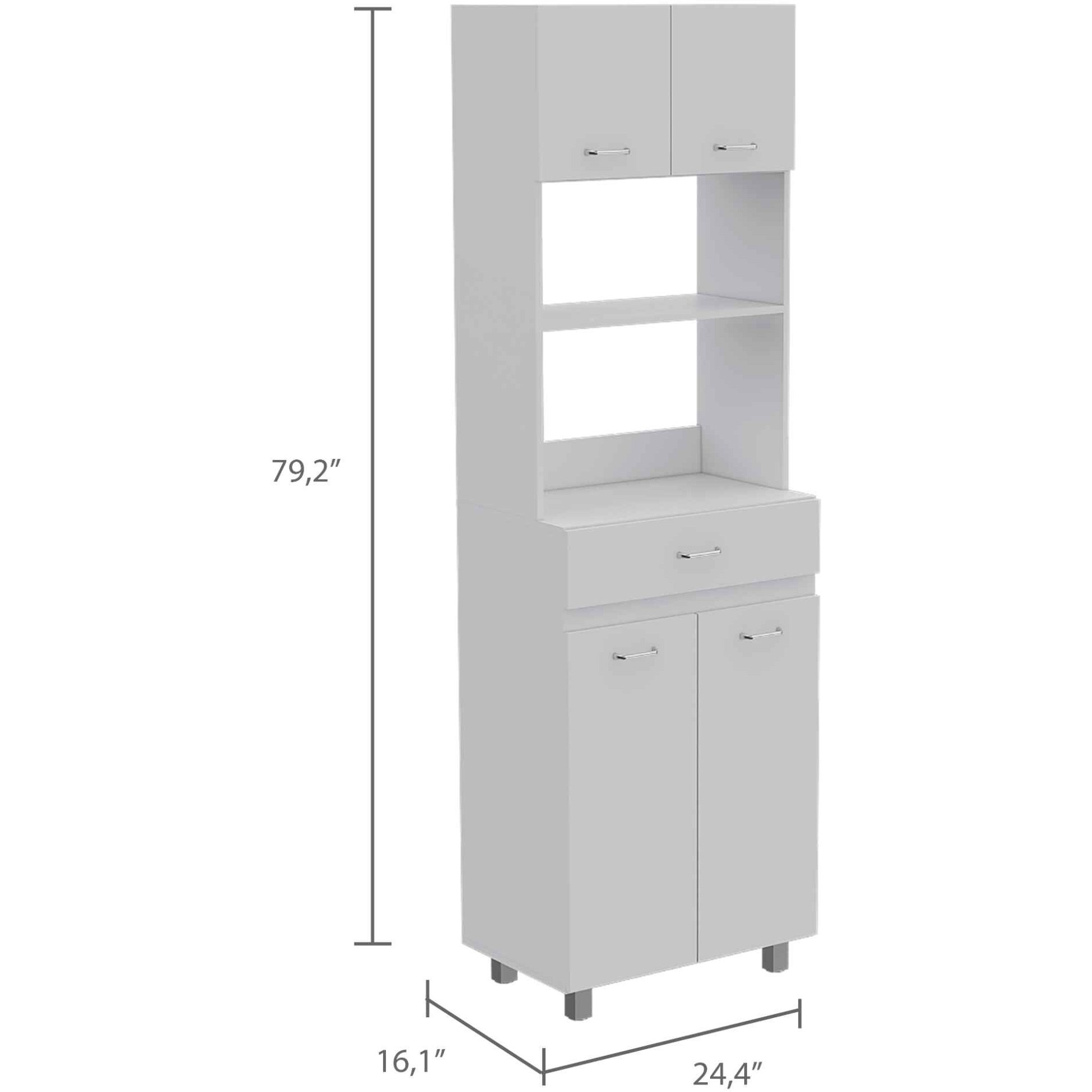 White Tall Pantry Cabinet With Two Storage Shelves