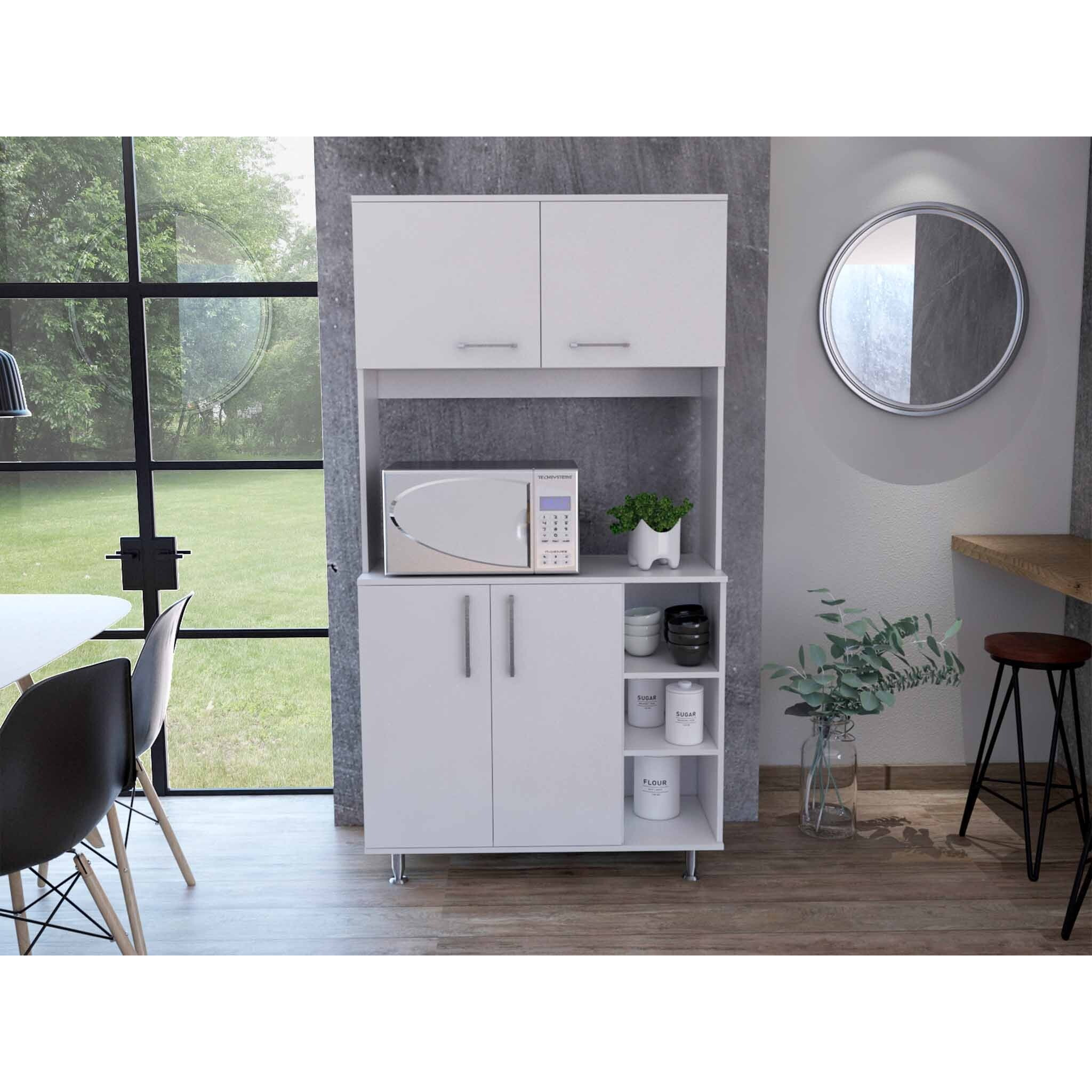 Modern White Kitchen Cabinet With Two Storage Shelves