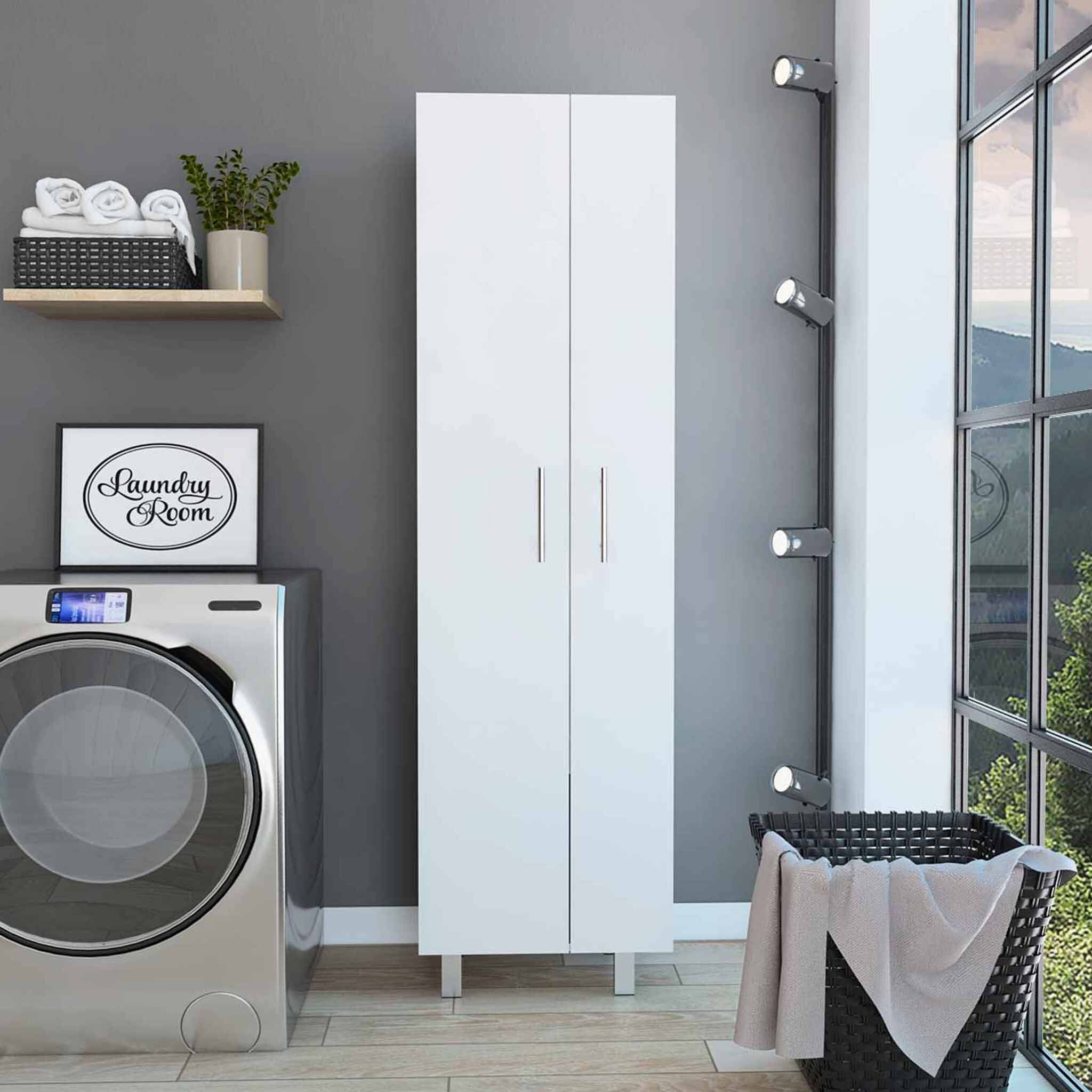 White Versatile Tall Pantry Or Laundry Cabinet