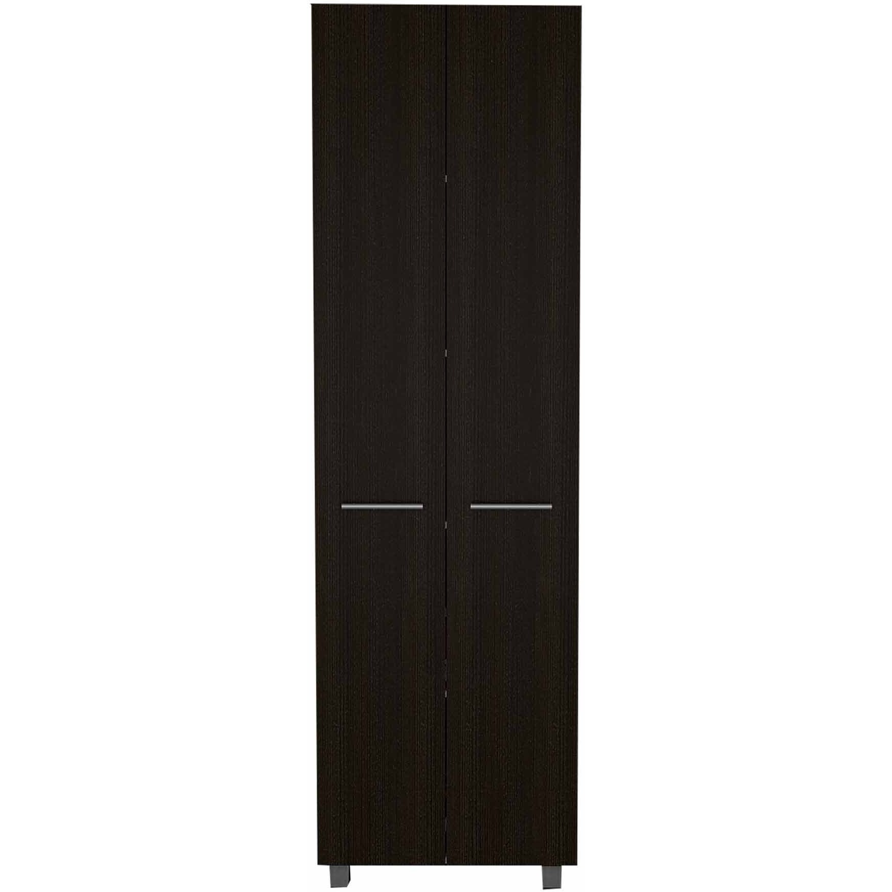 78"" Modern Black Pantry Cabinet With Two Full Size Doors