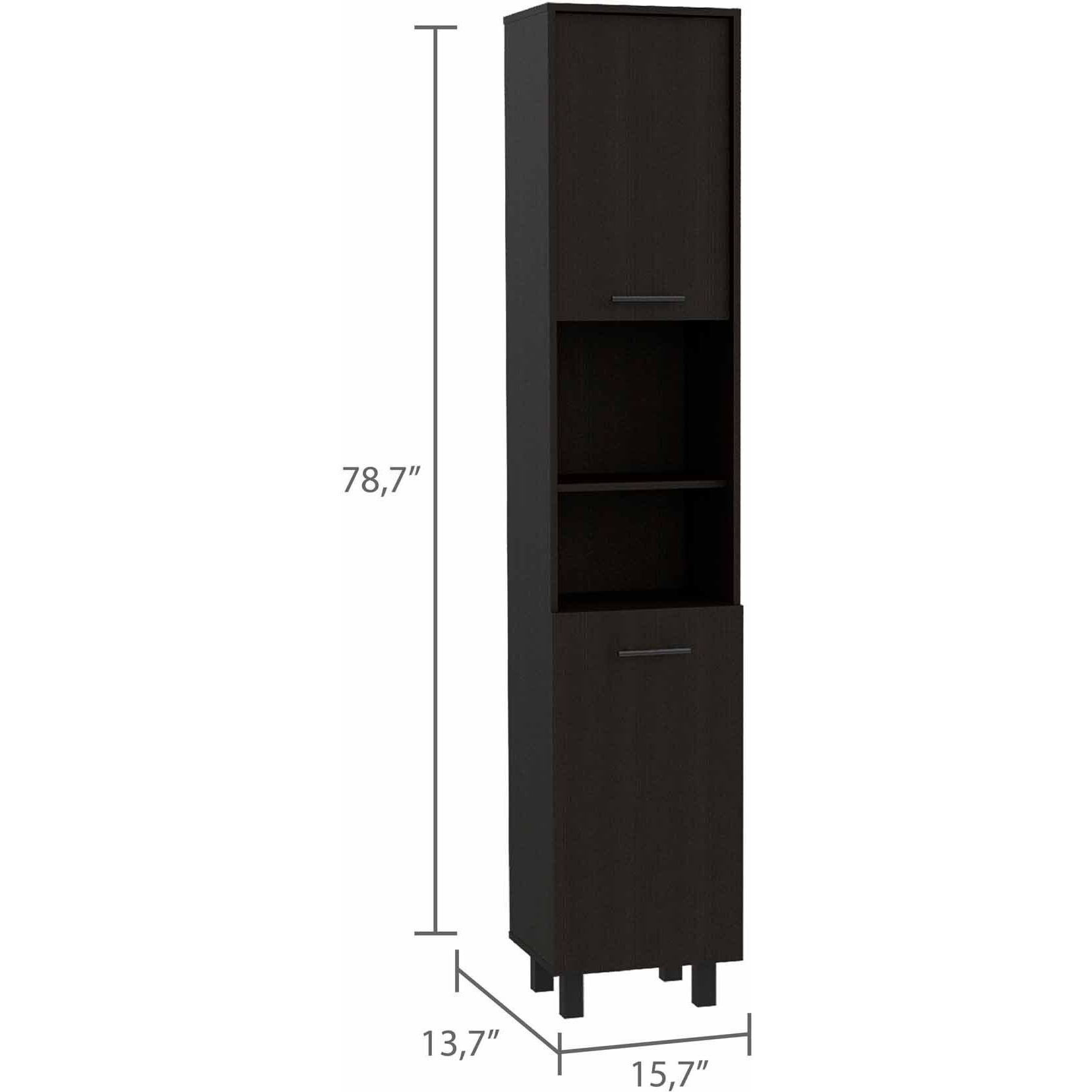 78"" Modern Black Sleek And Tall Pantry Cabinet