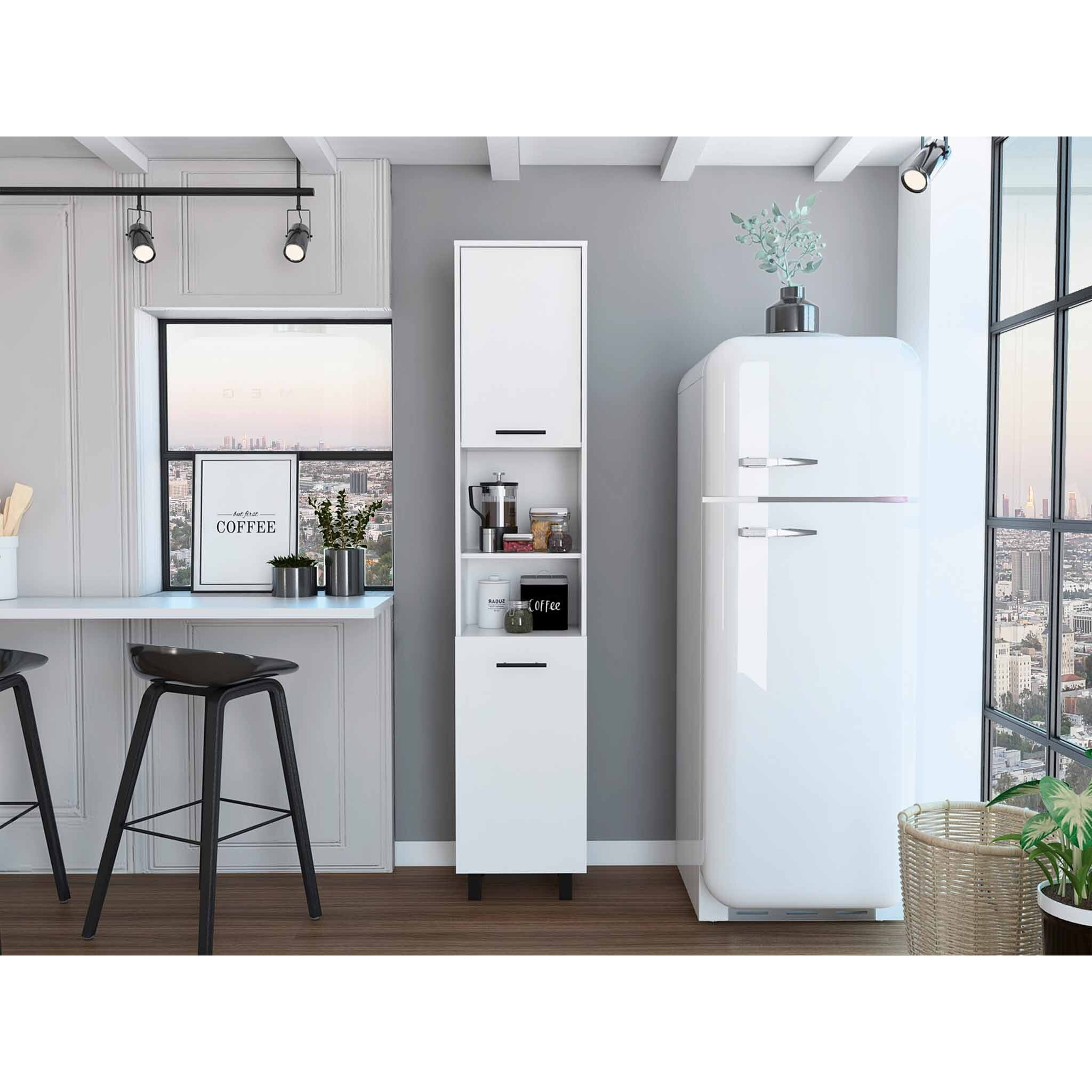 78"" Modern White Sleek And Tall Pantry Cabinet
