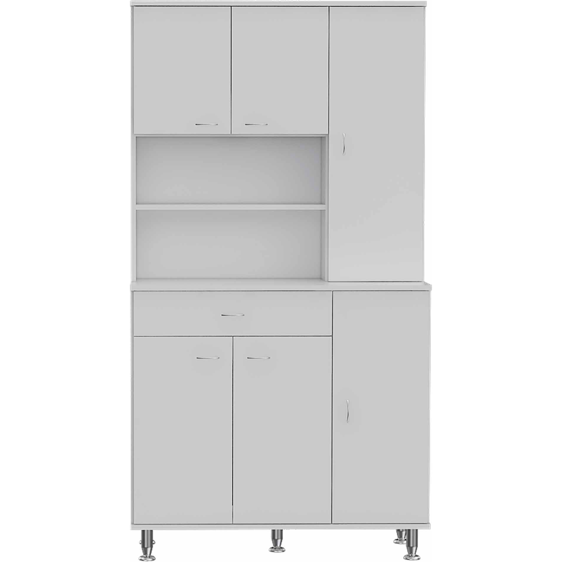 White Pantry Cabinet With Multiple Storage Shelves