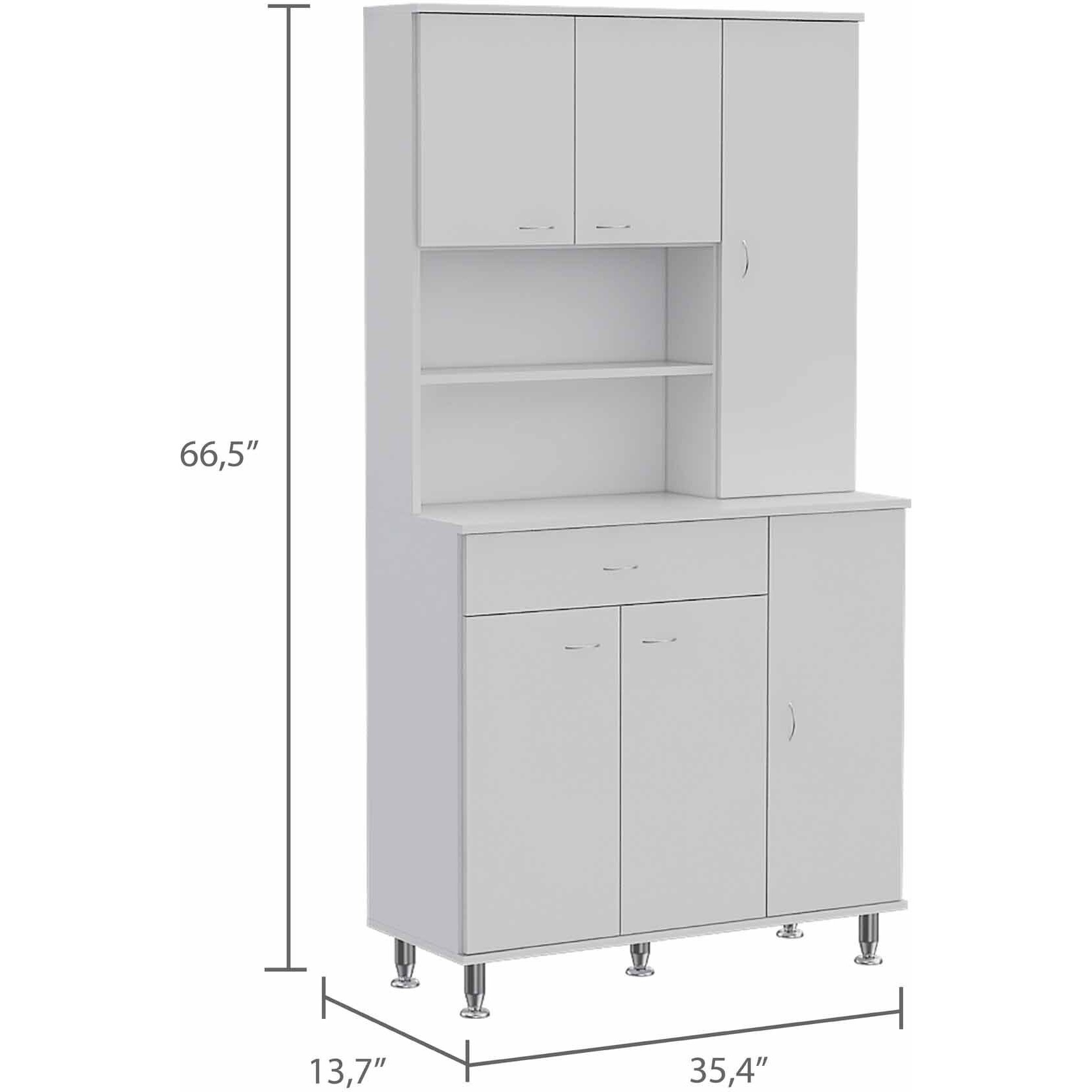 White Pantry Cabinet With Multiple Storage Shelves