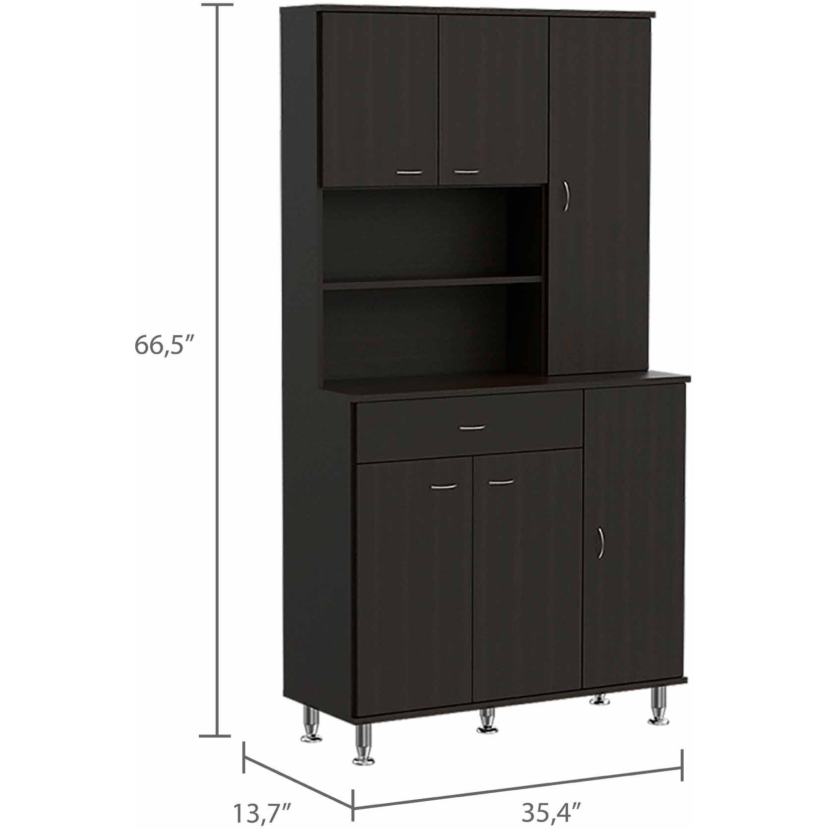 Modern Black Pantry Cabinet With Multiple Storage Shelves