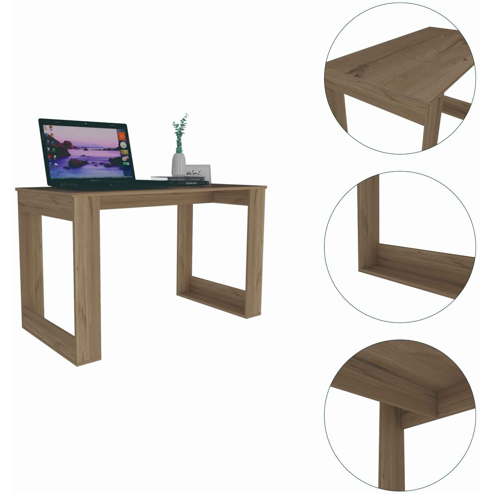 Minimalist Natural Espresso Computer Desk