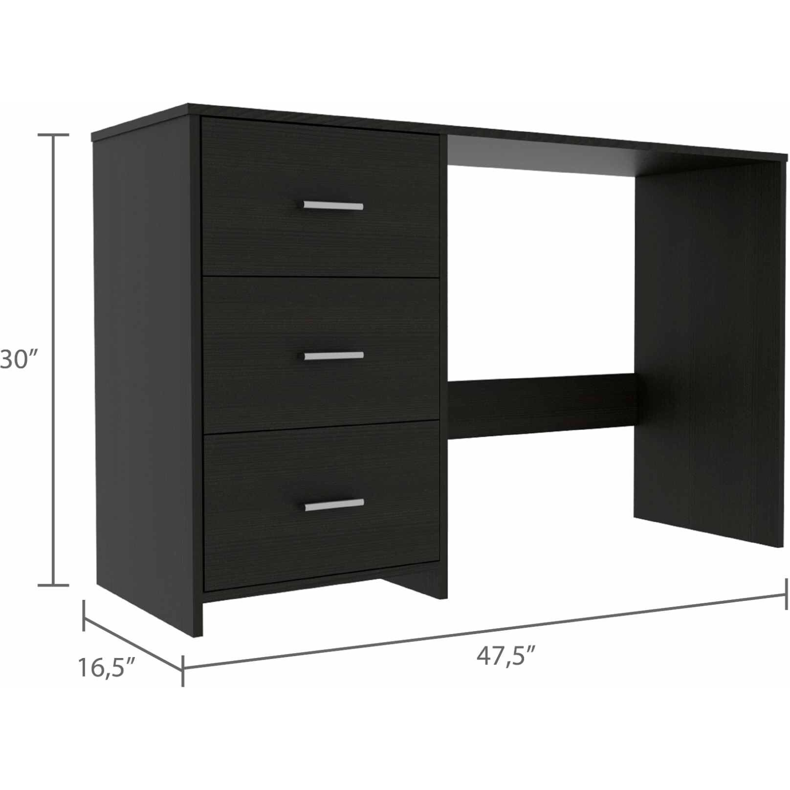 Echo Black Computer Desk With Three Drawers