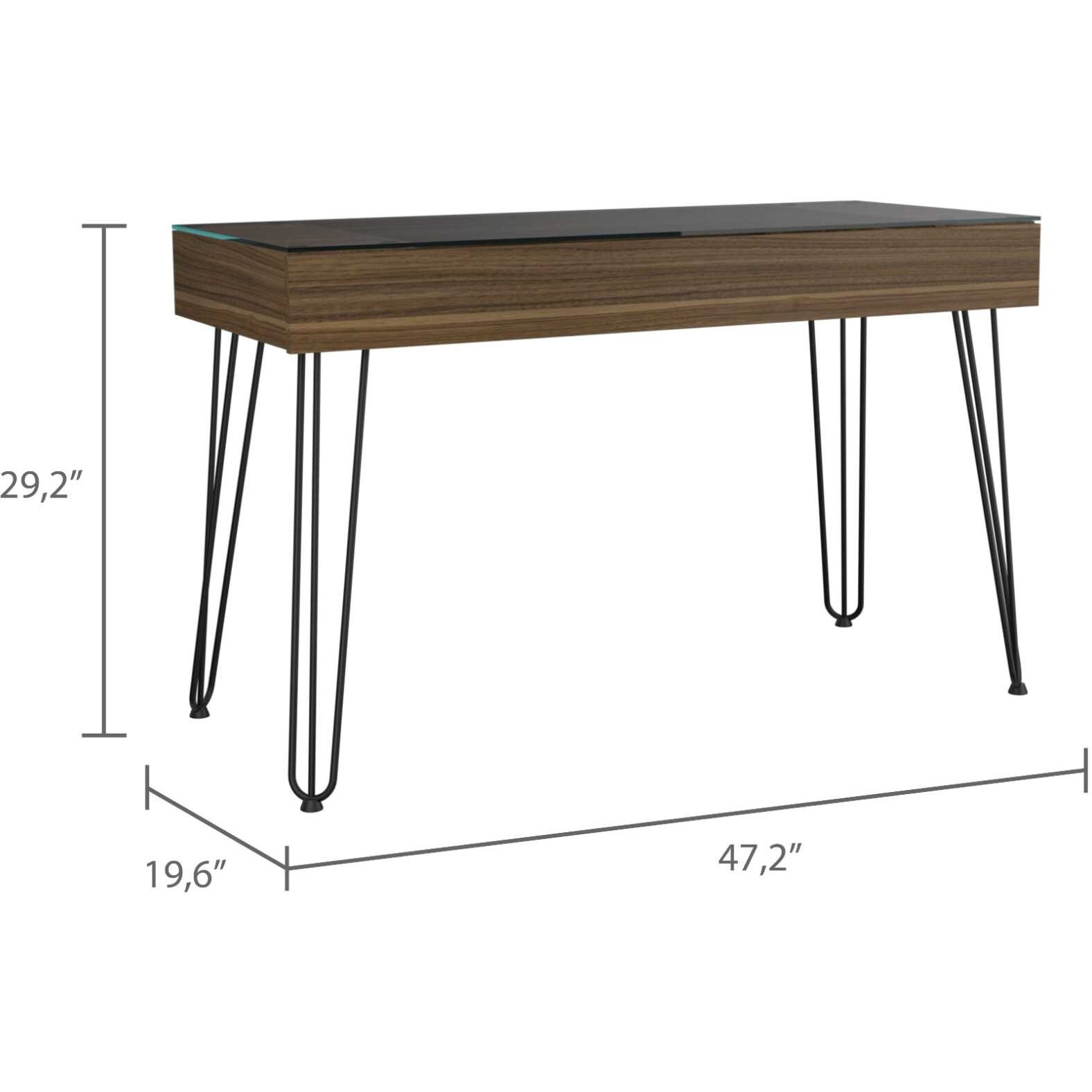 Modern Mahogany And Black Geometric Computer Desk
