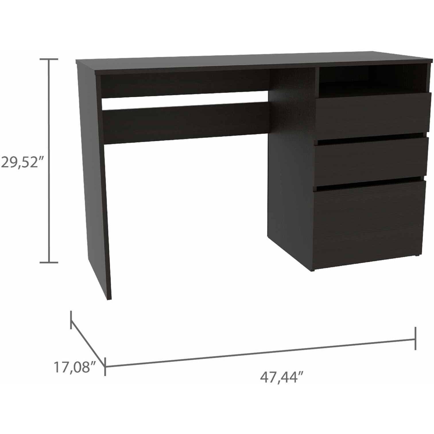 Echo Black Computer Desk With Three Drawers
