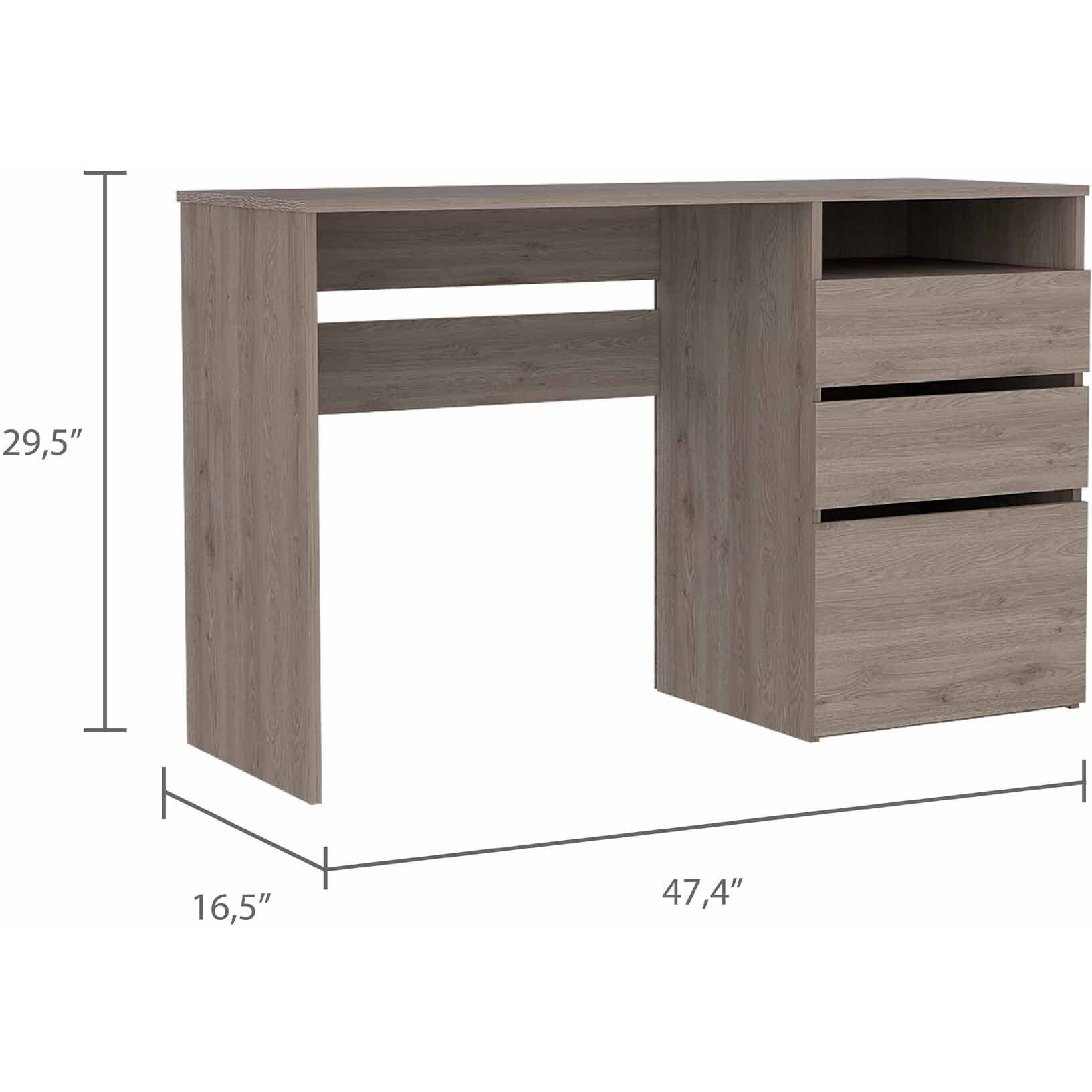 Echo Light Gray Computer Desk With Three Drawers