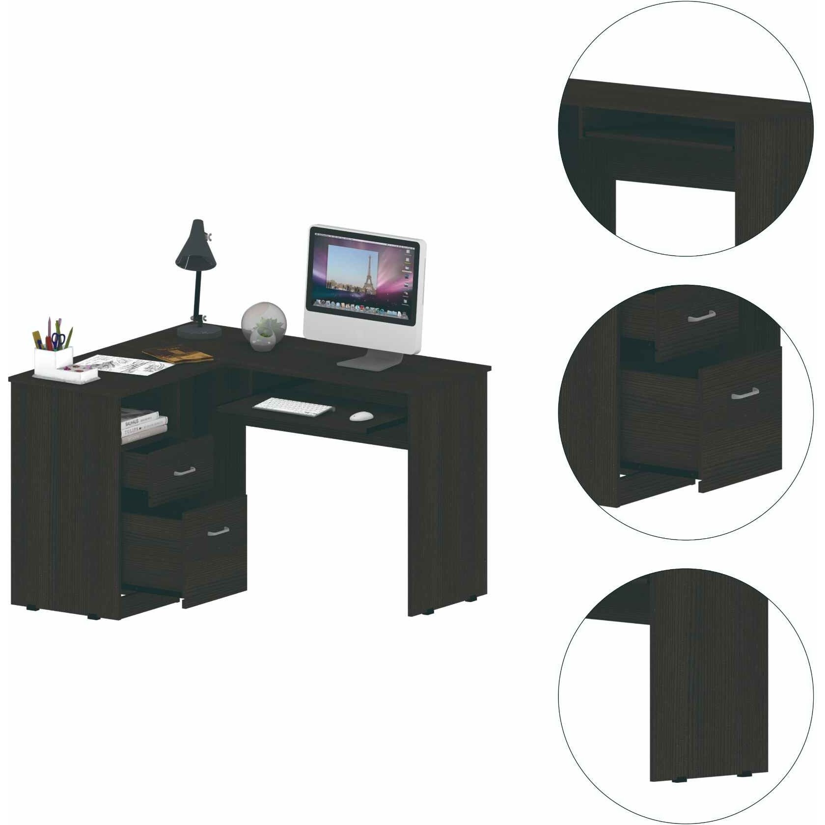 Thorpe Black L Shaped Computer Desk