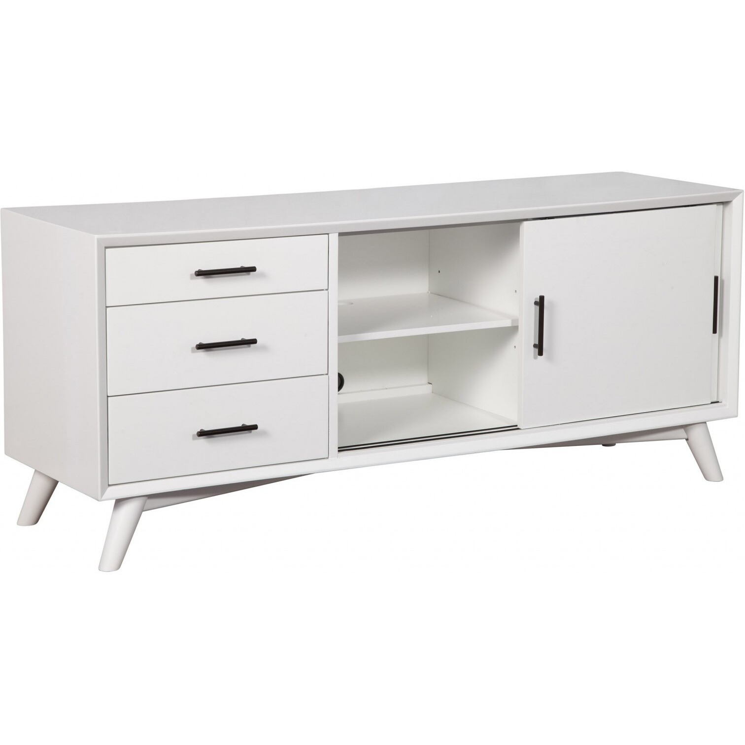 Flair 64"" White Mid Century Mod Tv Console