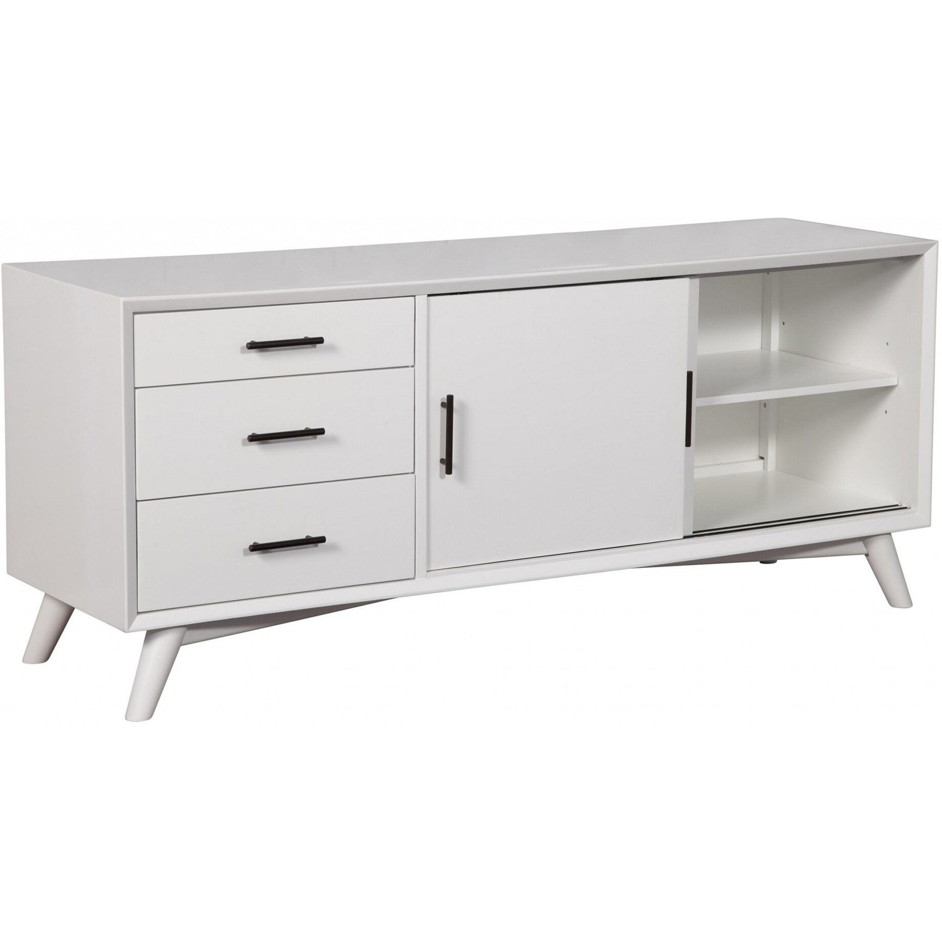 Flair 64"" White Mid Century Mod Tv Console