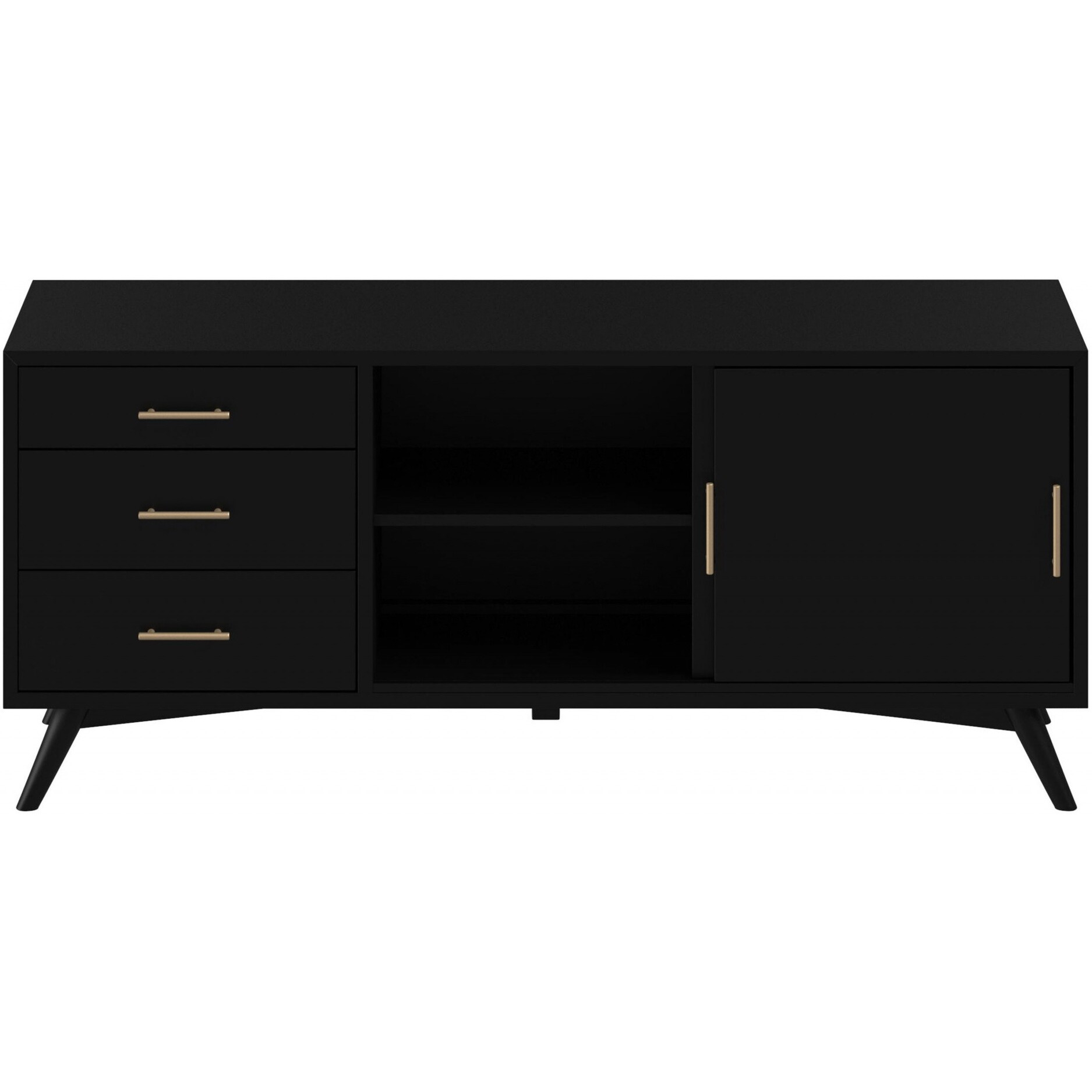 Flair 64"" Black Mid Century Mod Tv Console
