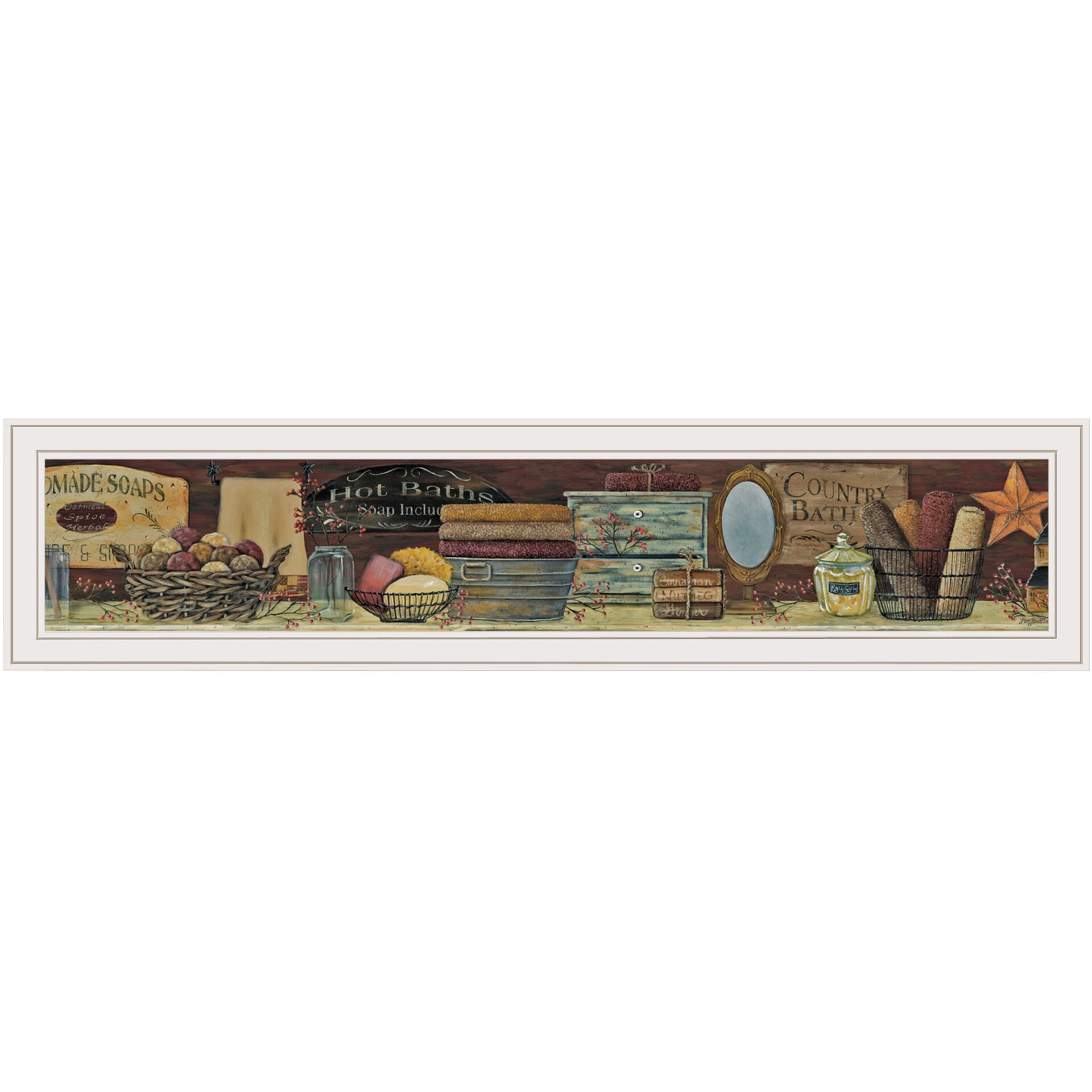 Country Bath Shelf 2 White Framed Print Wall Art