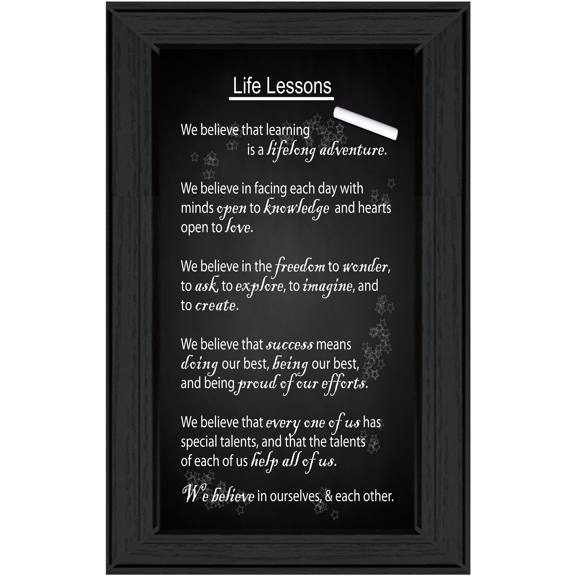 Black And White Life Lessons Black Framed Print Wall Art